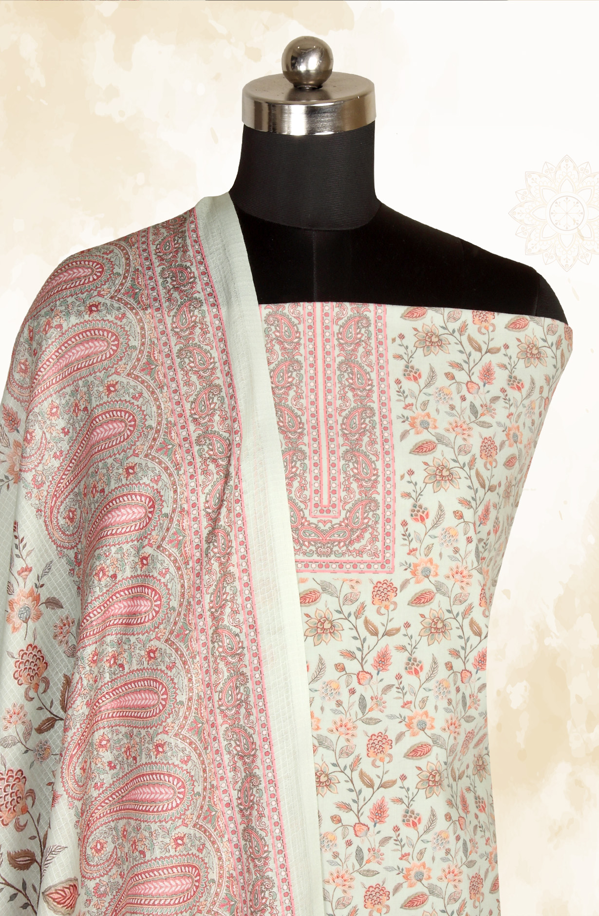 Sea Green Cotton Voile Digital Printed Salwar Kameez - RIV1278C