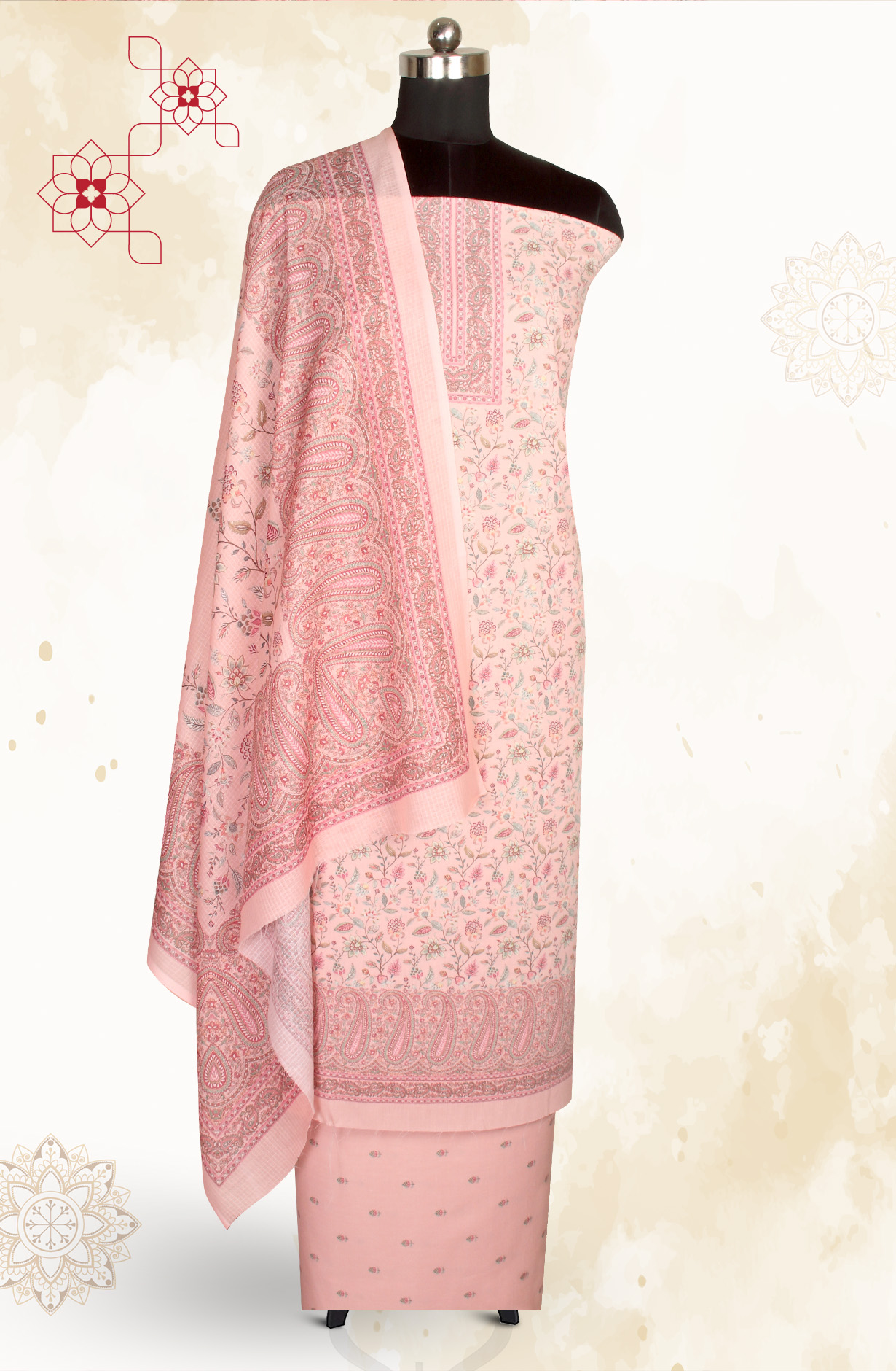 Pink Cotton Voile Digital Printed Salwar Kameez - RIV1278D