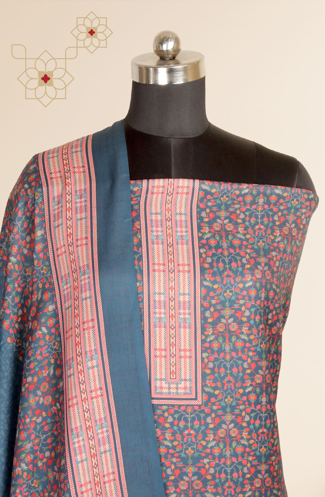 Teal Cotton Voile Digital Floral Printed Salwar Kameez - RIV1279A