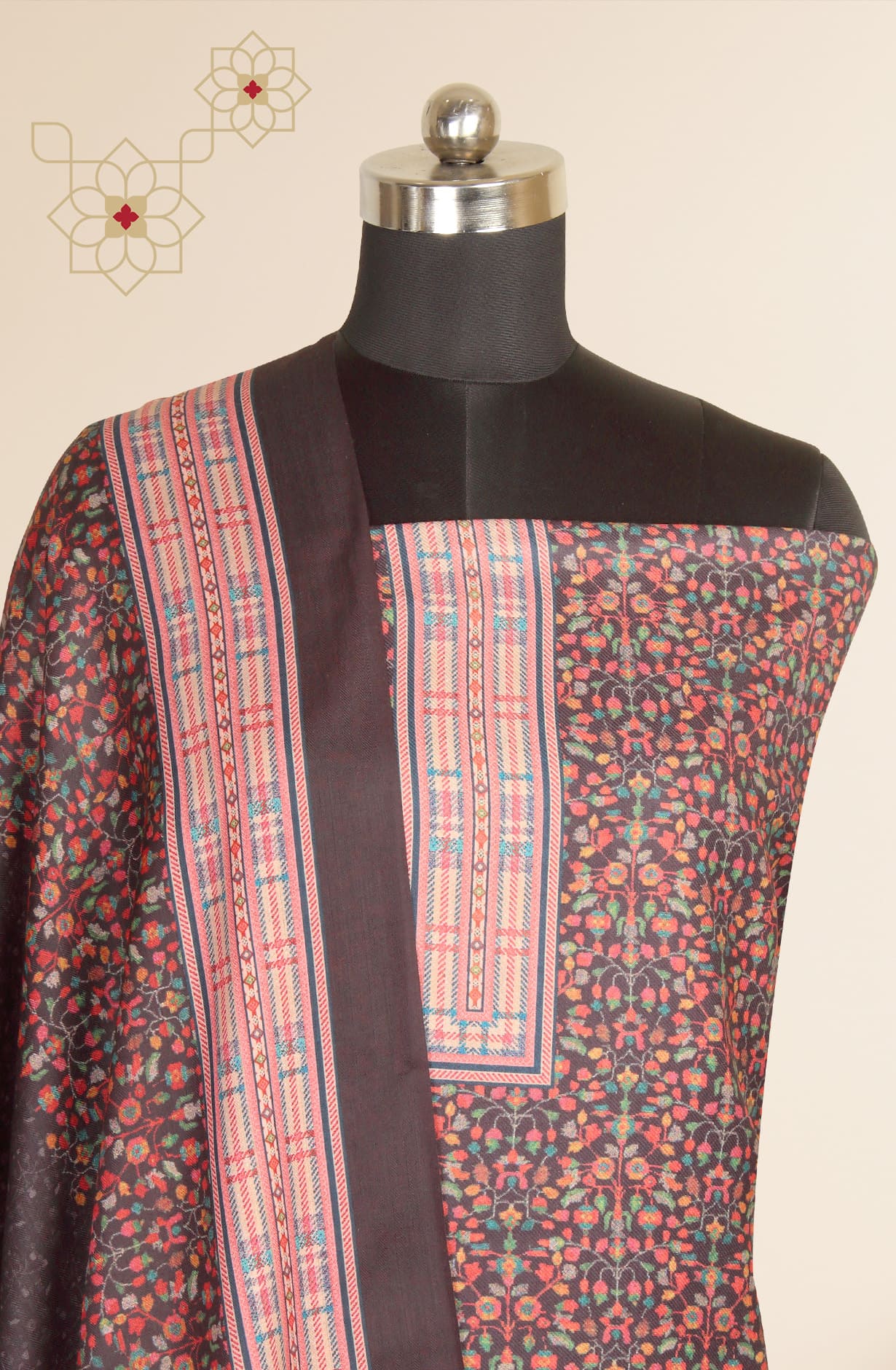 Black Cotton Voile Digital Floral Printed Salwar Kameez - RIV1279B