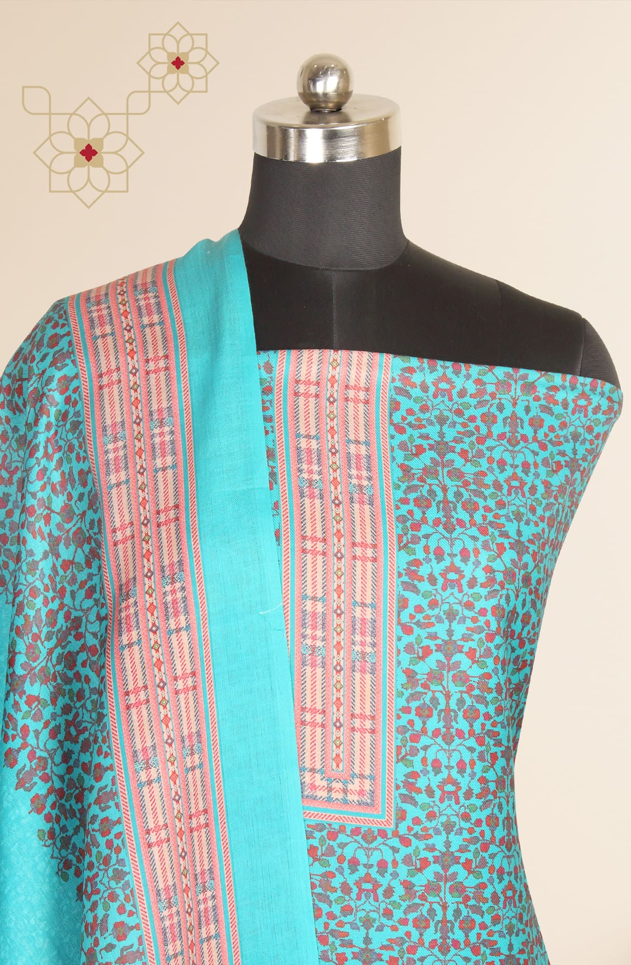 Firozi Cotton Voile Digital Floral Printed Salwar Kameez - RIV1279C