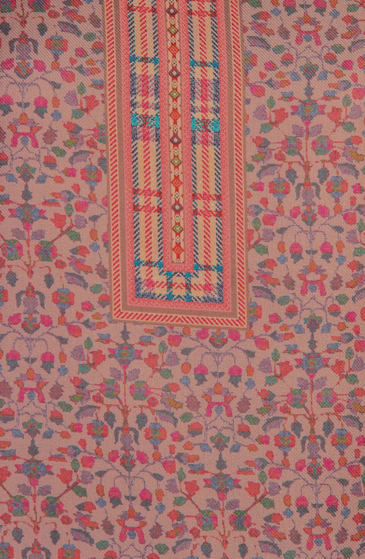 Beige Cotton Voile Digital Floral Printed Salwar Kameez - RIV1279D