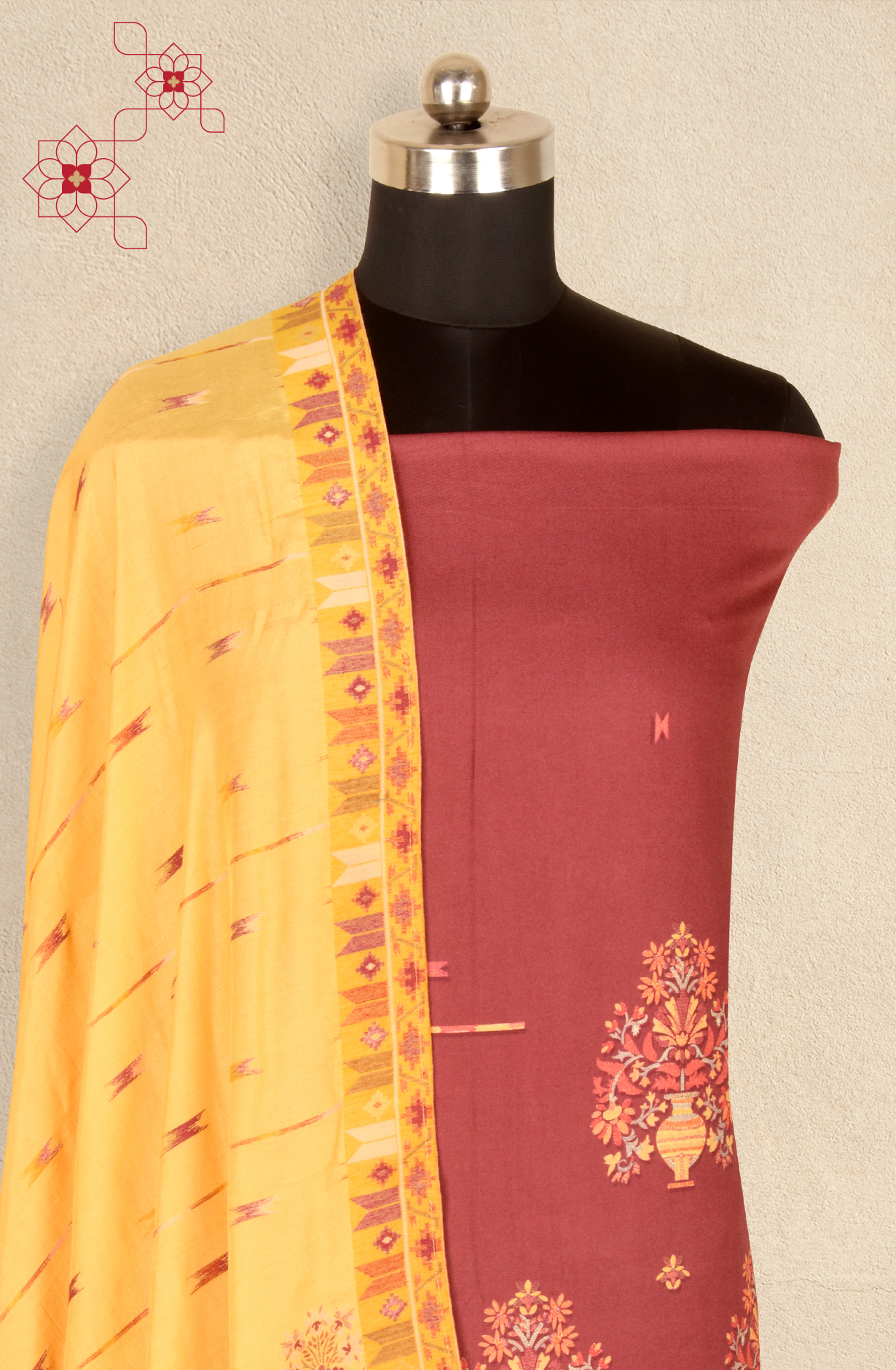 Maroon Pashmina Digital Print Winter Salwar Suit - RIW1625