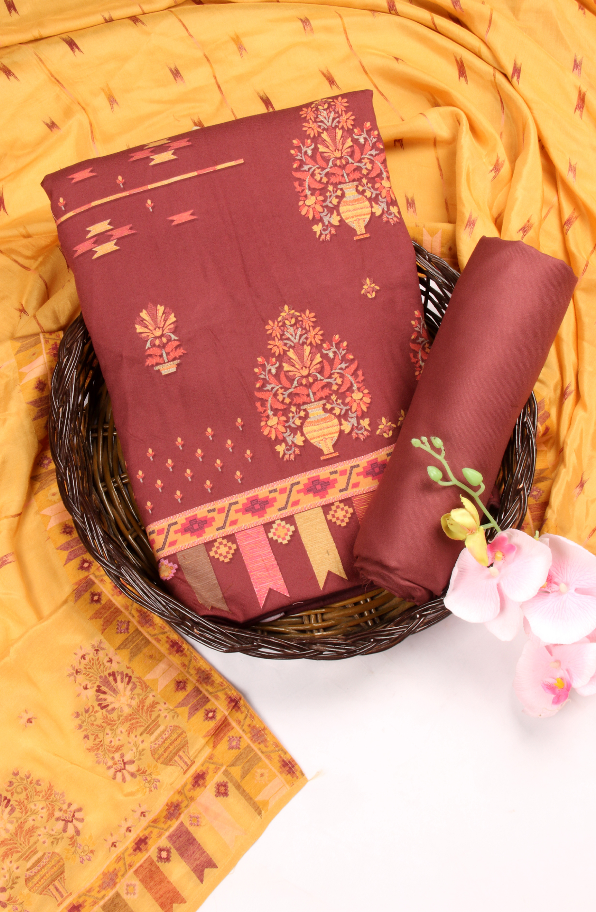 Maroon Pashmina Digital Print Winter Salwar Suit - RIW1625