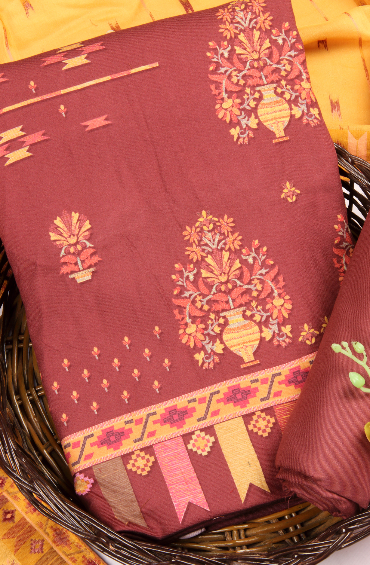 Maroon Pashmina Digital Print Winter Salwar Suit - RIW1625