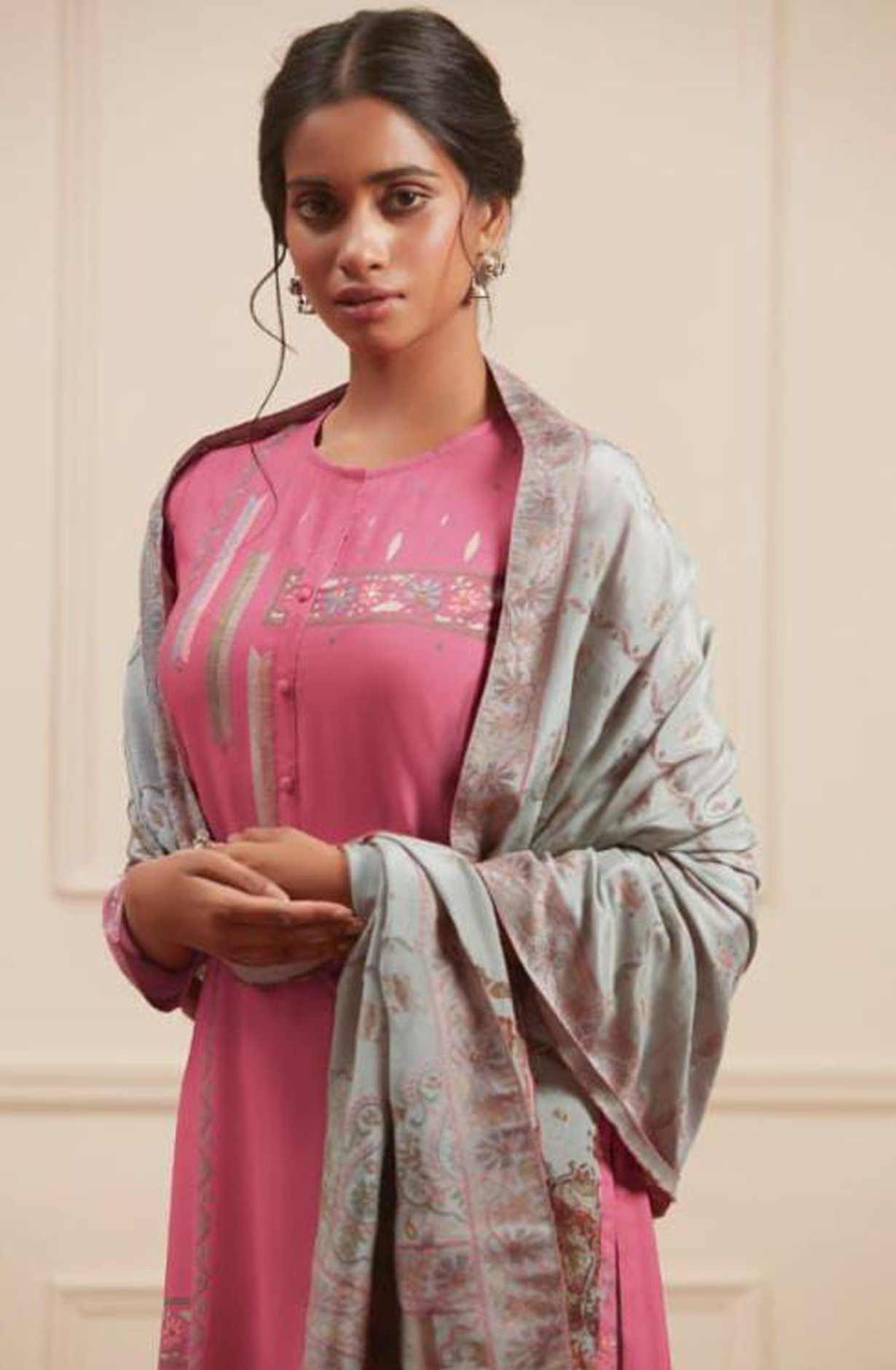 Pink Pashmina Digital Print Winter Salwar Suit - RIW1631