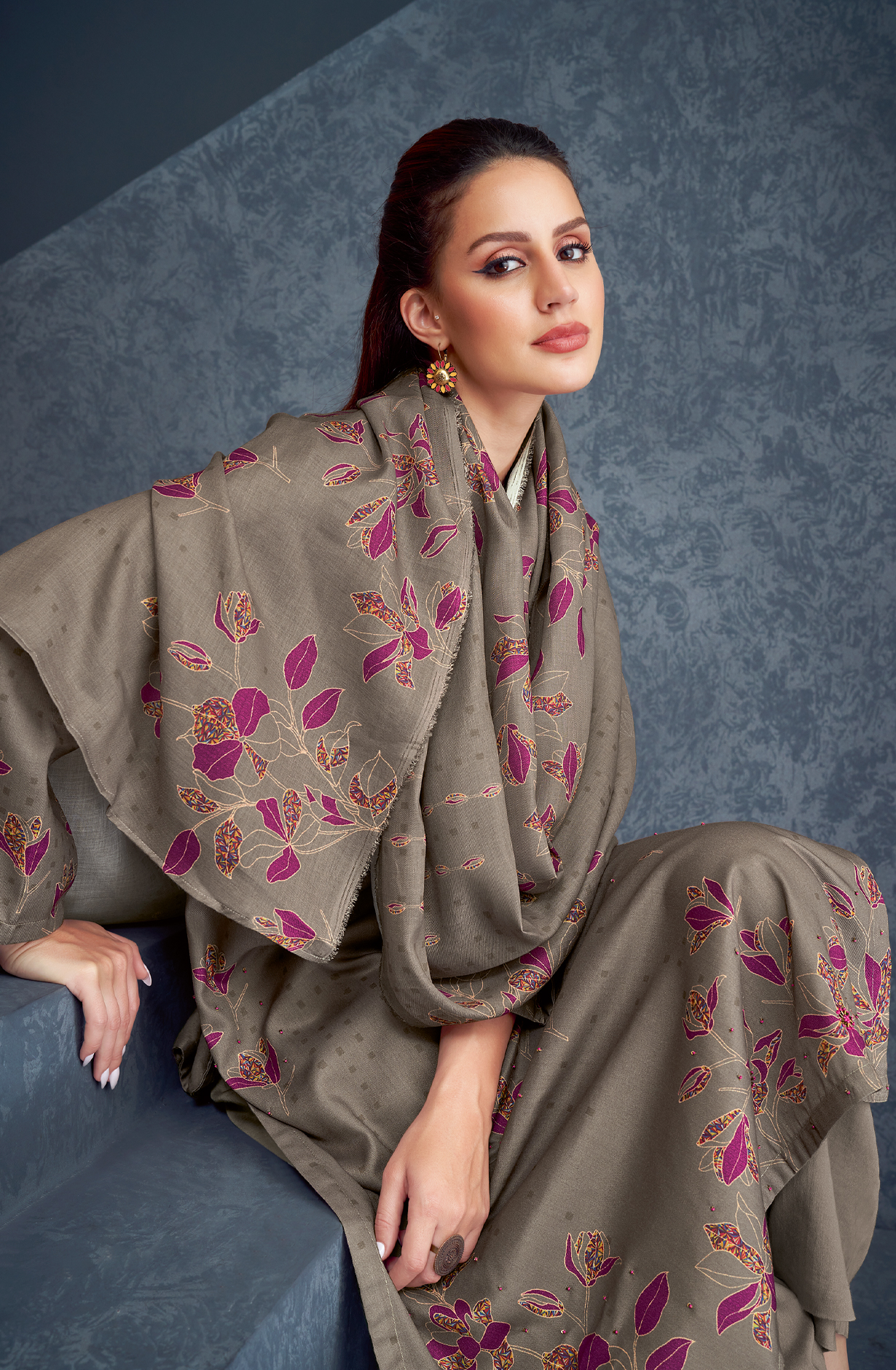 Spun Grey Unstitched Salwar Kameez - ROS679