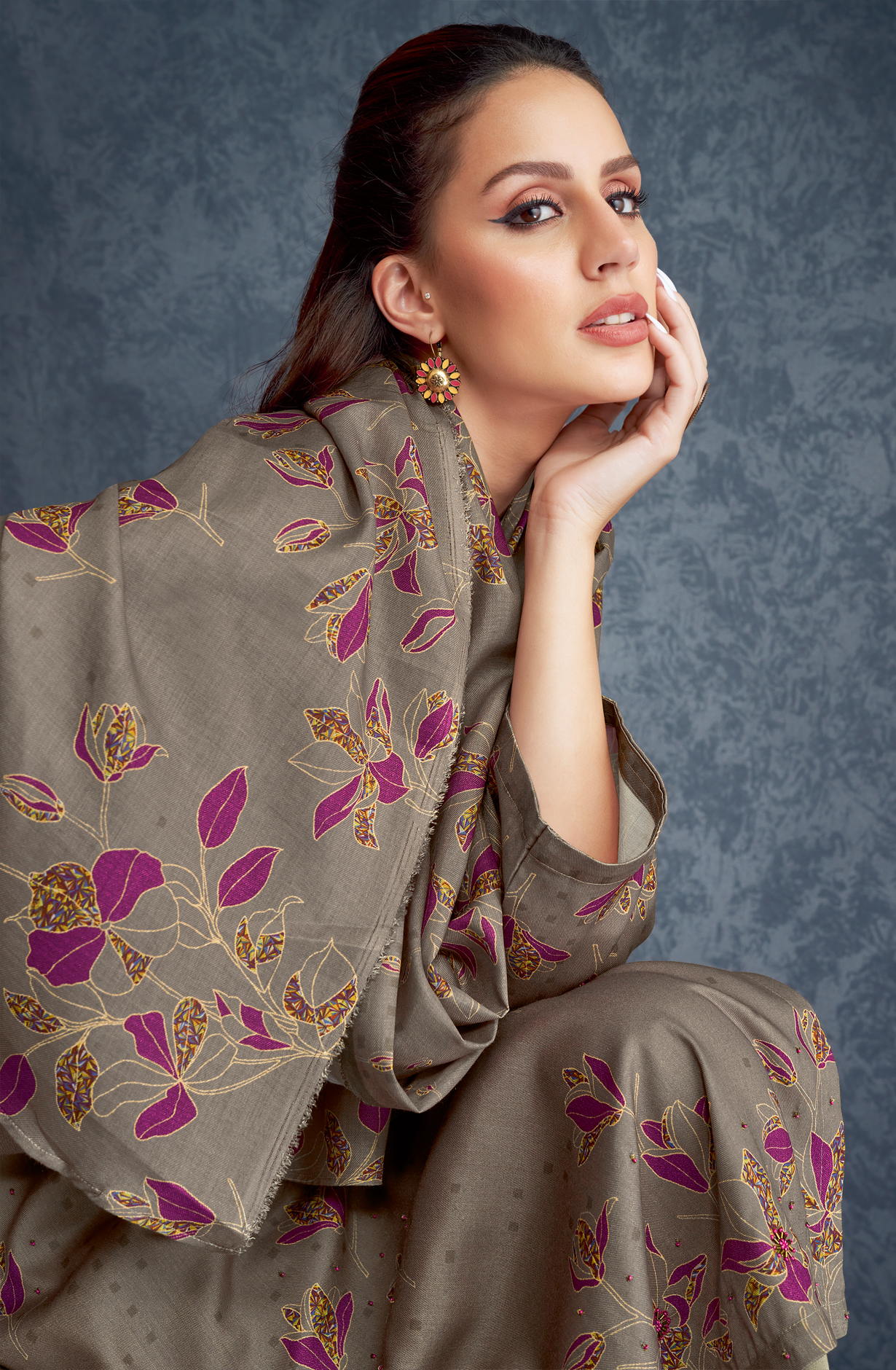 Spun Grey Unstitched Salwar Kameez - ROS679