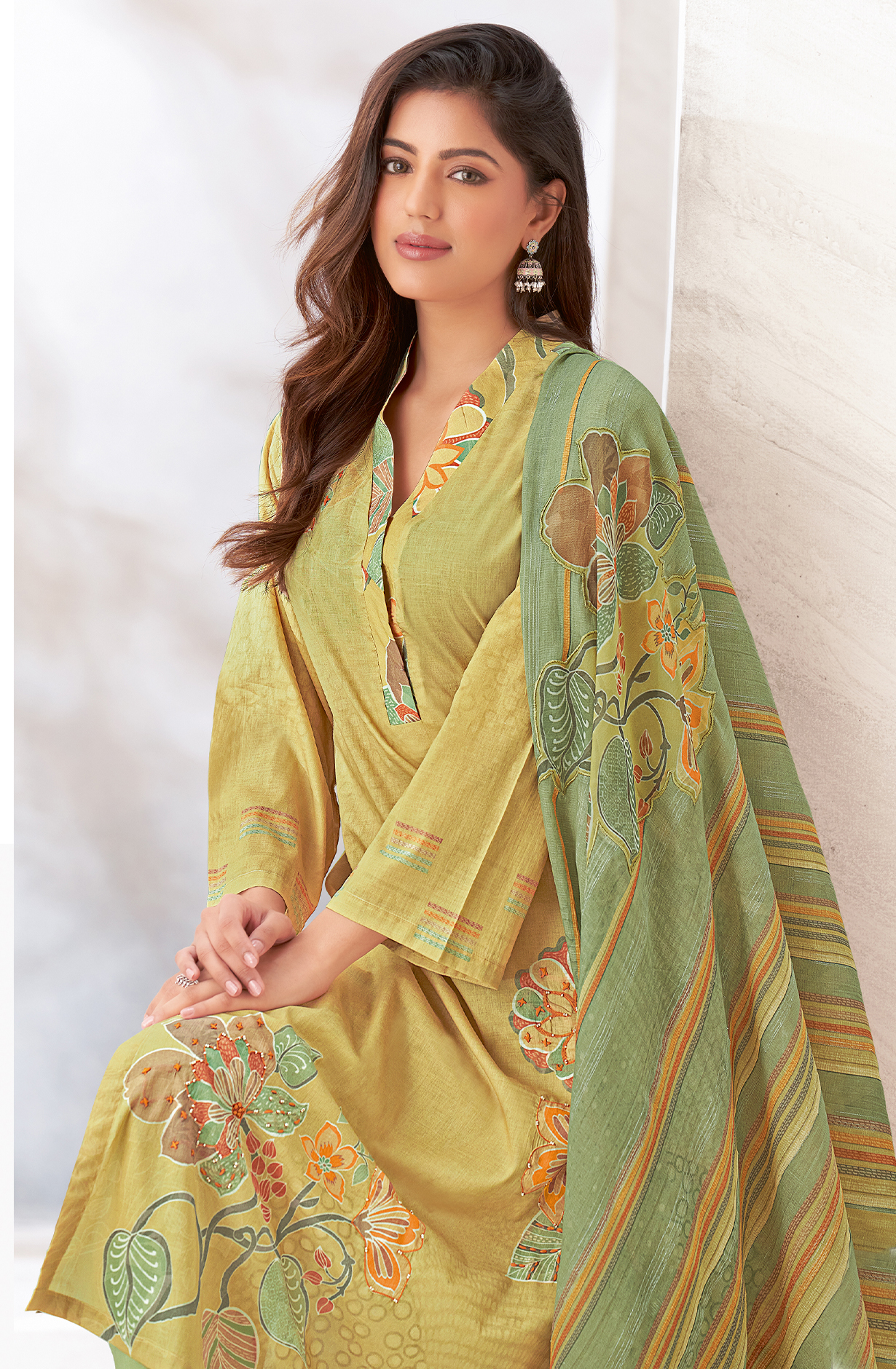 Mehndi Cotton Digital Printed Salwar Suit with Beautiful Dupatta - ROZ5508