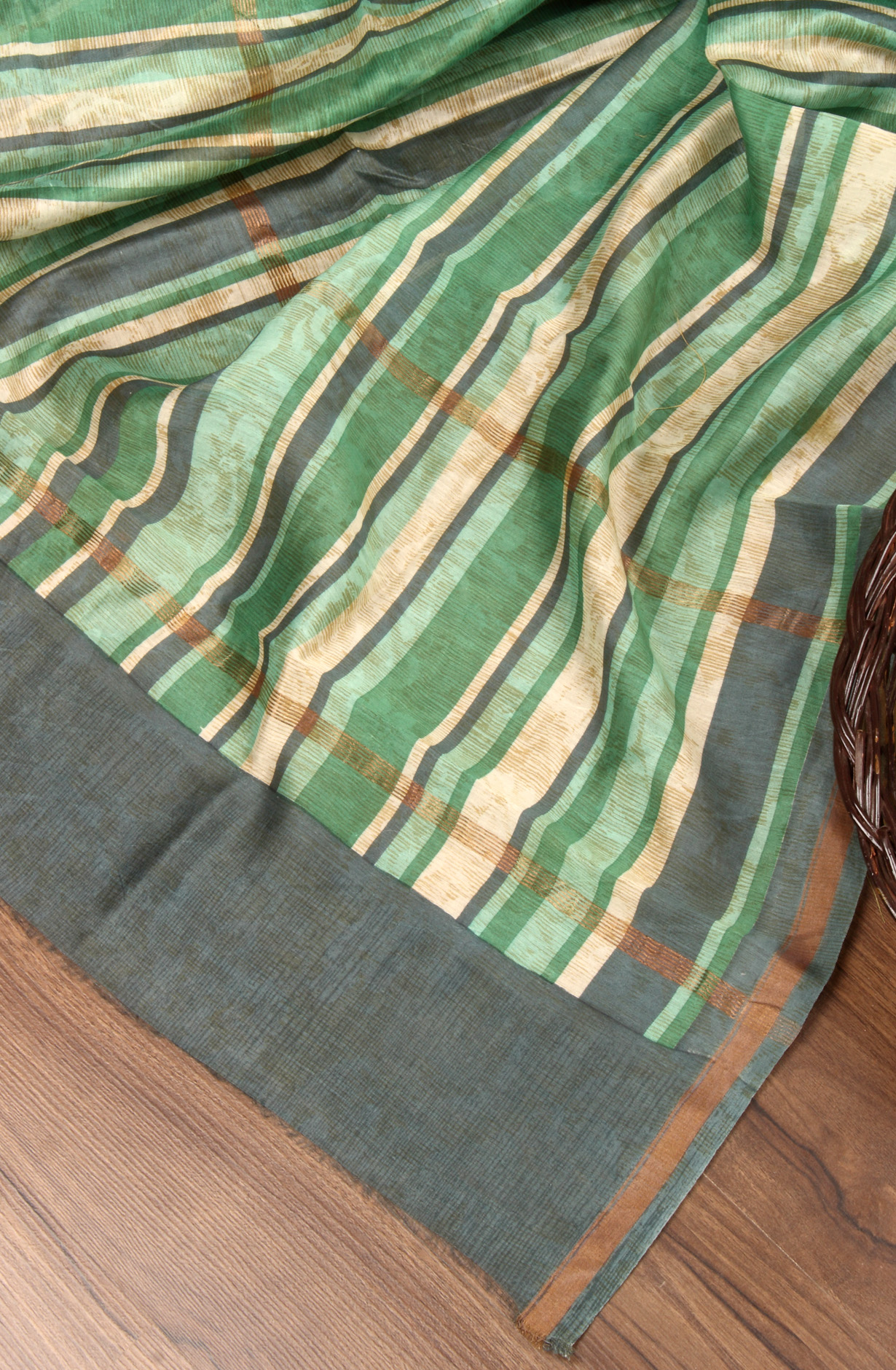 Green Beautiful Hand Block Printed Chanderi Salwar Suit - S151445-1413