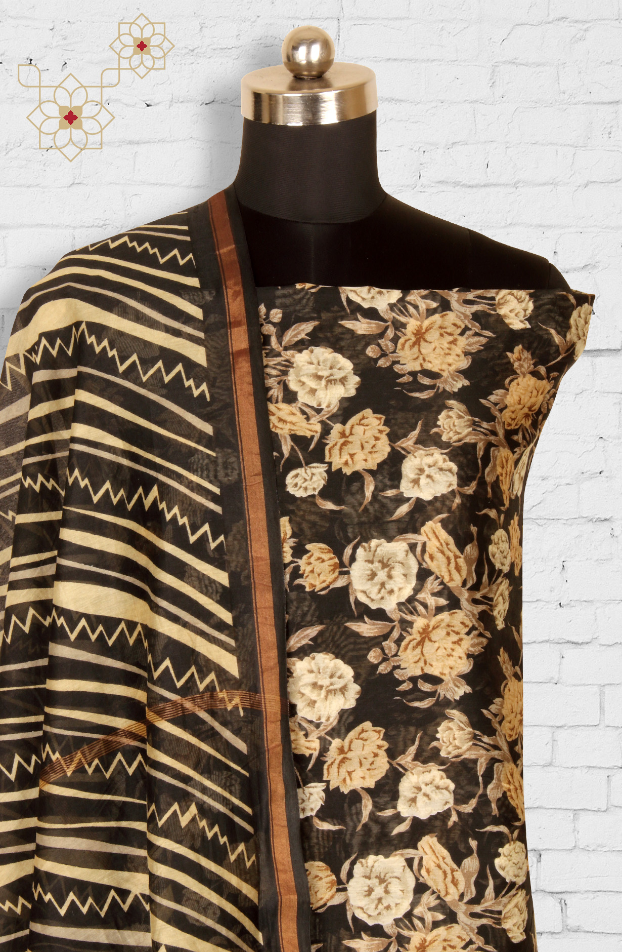 Black Beautiful Hand Block Printed Chanderi Salwar Suit - S151445-1416A