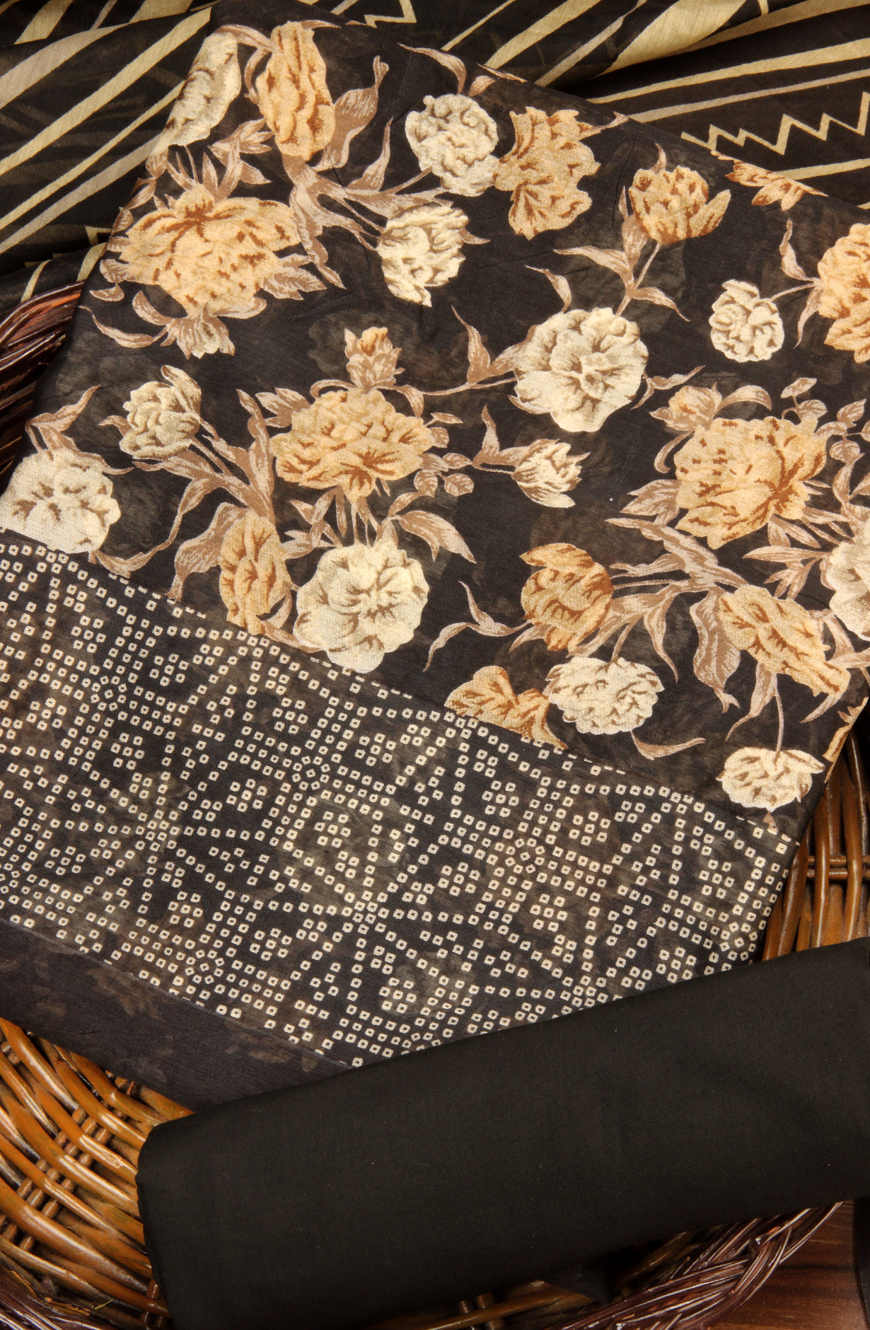 Black Beautiful Hand Block Printed Chanderi Salwar Suit - S151445-1416A