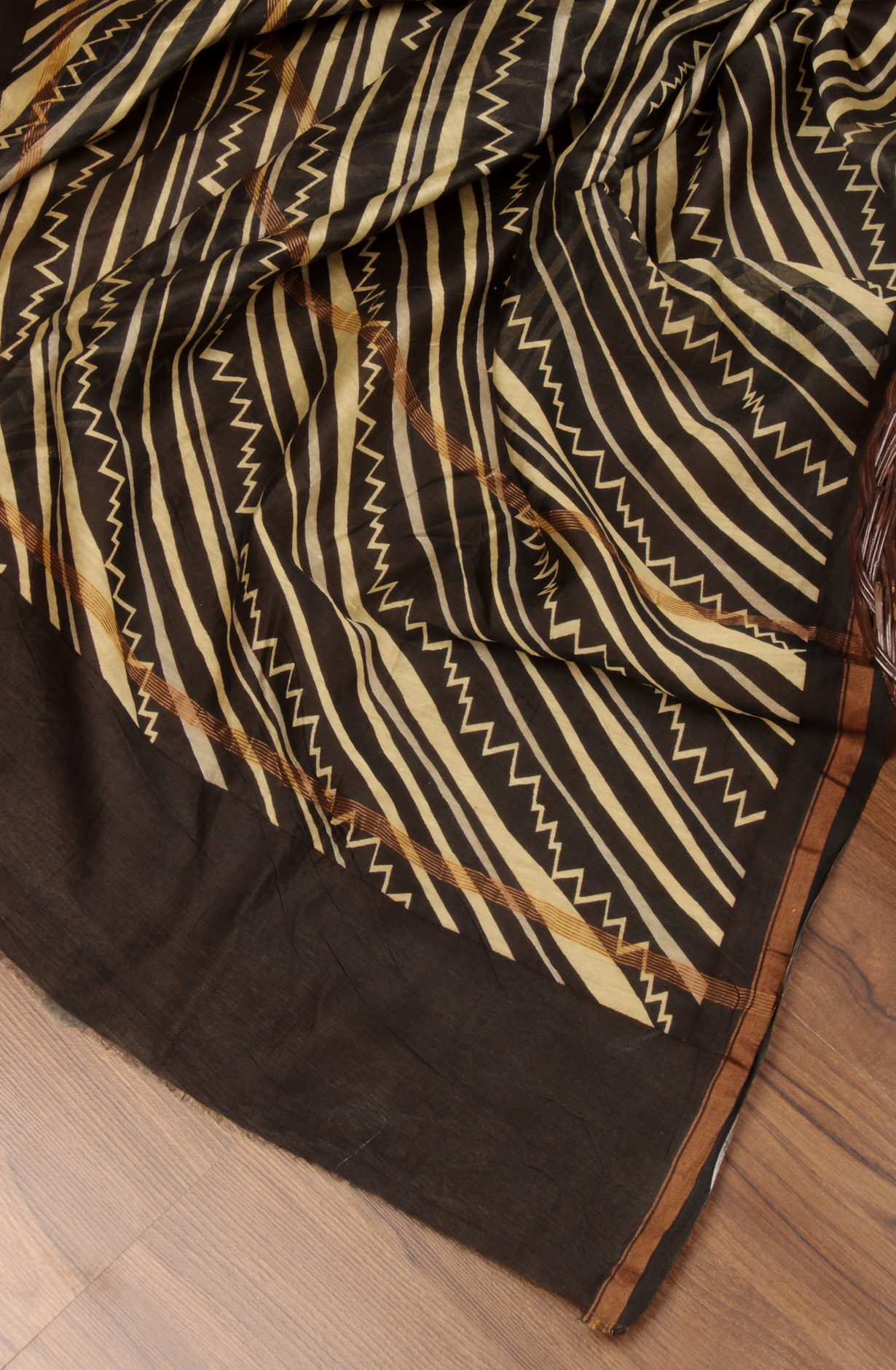 Black Beautiful Hand Block Printed Chanderi Salwar Suit - S151445-1416A