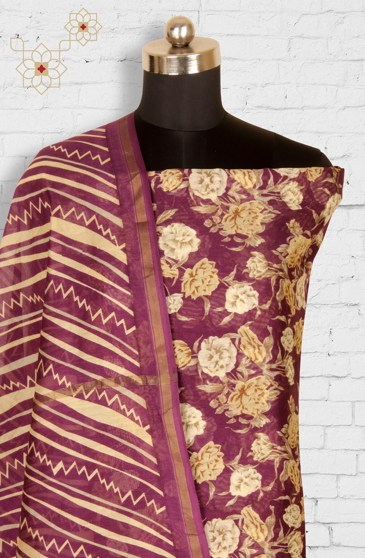 Purple Beautiful Hand Block Printed Chanderi Salwar Suit - S151445-1416B