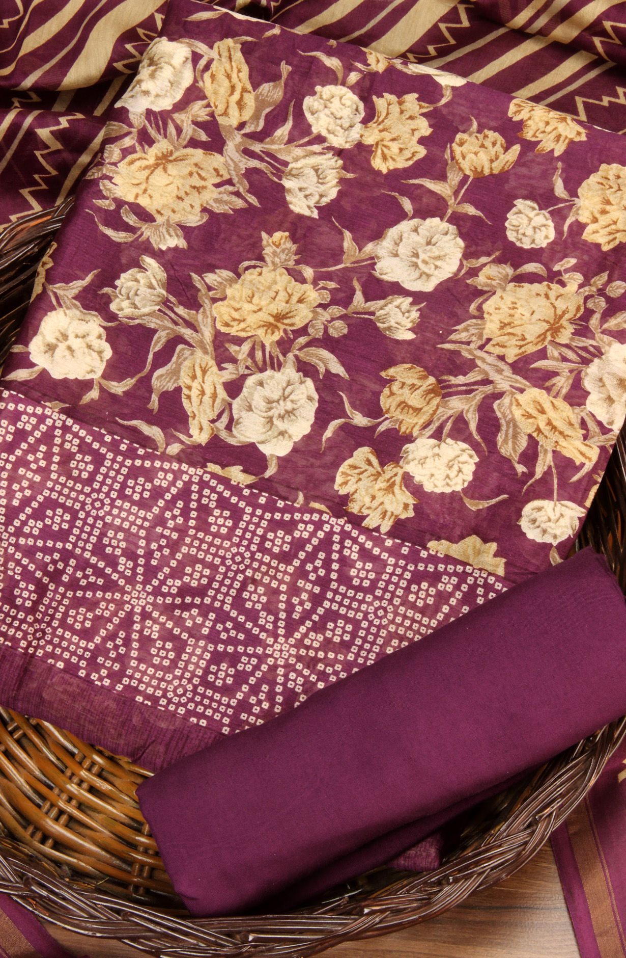 Purple Beautiful Hand Block Printed Chanderi Salwar Suit - S151445-1416B