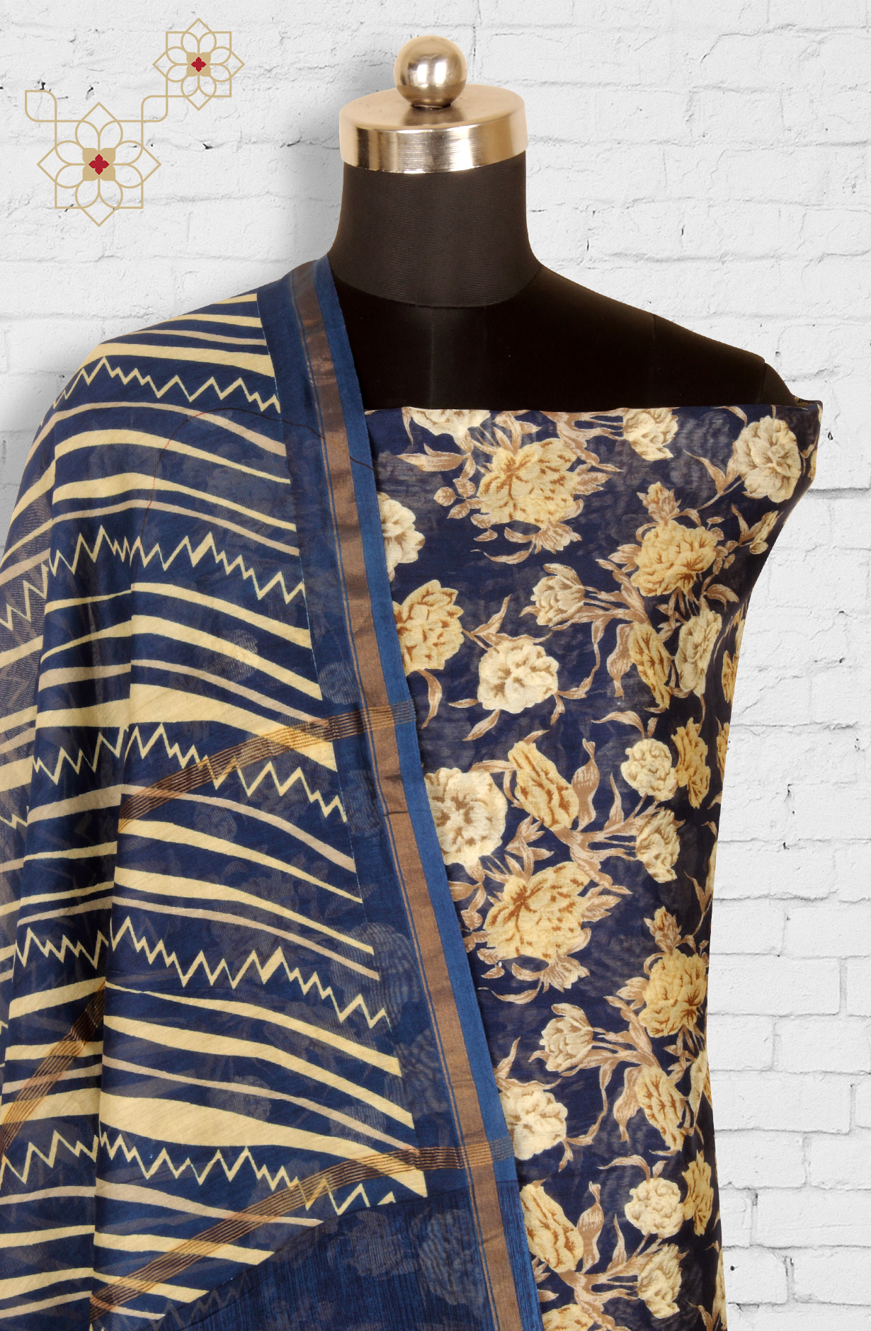 Blue Beautiful Hand Block Printed Chanderi Salwar Suit - S151445-1416C