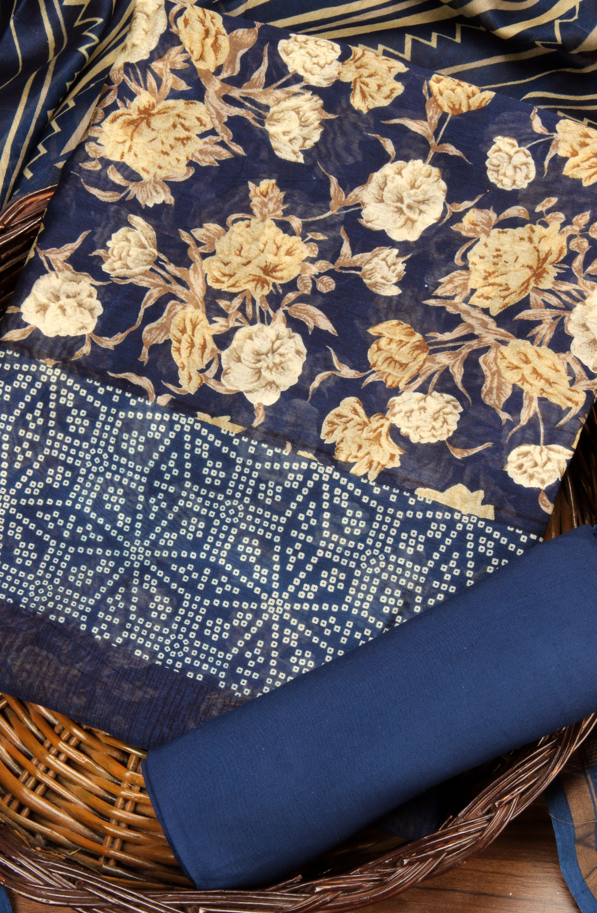 Blue Beautiful Hand Block Printed Chanderi Salwar Suit - S151445-1416C