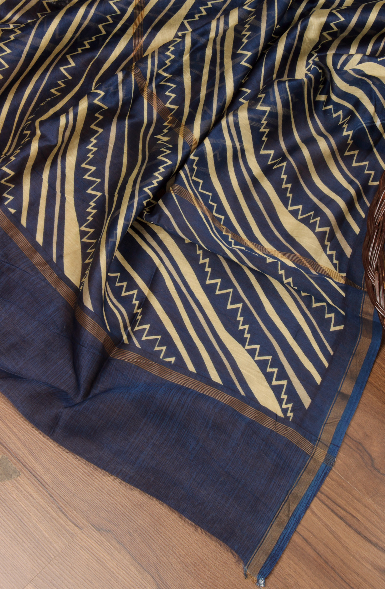 Blue Beautiful Hand Block Printed Chanderi Salwar Suit - S151445-1416C