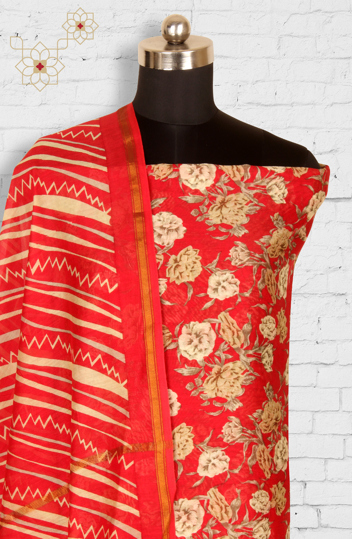 Red Beautiful Hand Block Printed Chanderi Salwar Suit - S151445-1416D