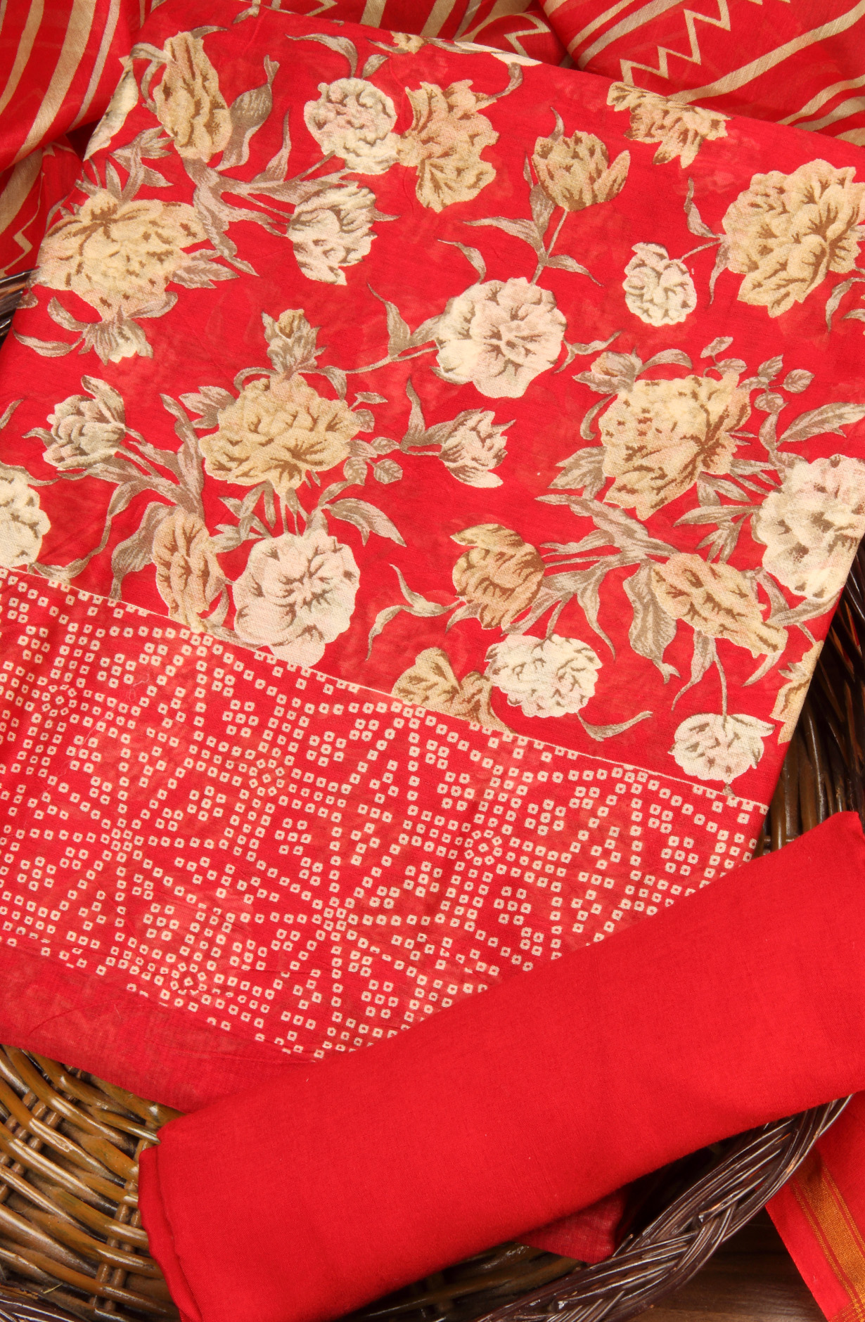 Red Beautiful Hand Block Printed Chanderi Salwar Suit - S151445-1416D