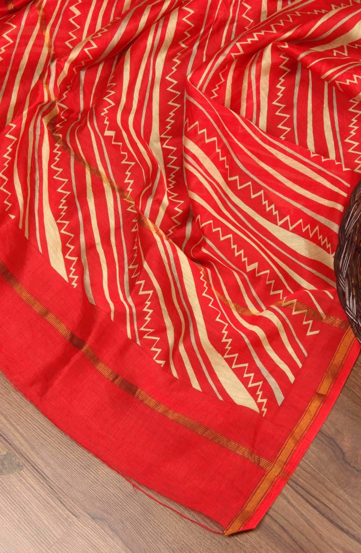 Red Beautiful Hand Block Printed Chanderi Salwar Suit - S151445-1416D