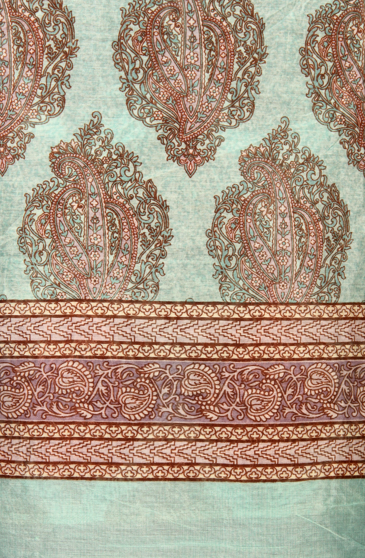 Sea Green and Purple Beautiful Hand Block Printed Chanderi Salwar Suit - S151445-1419A