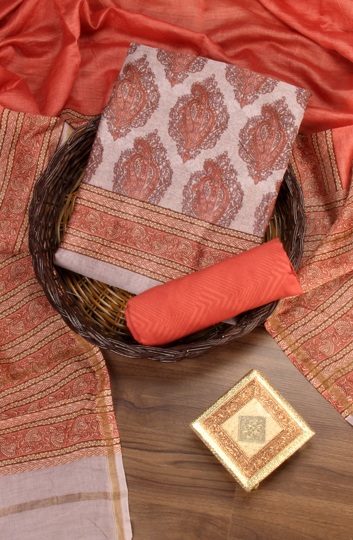 Purple Beautiful Hand Block Printed Chanderi Salwar Suit - S151445-1419C
