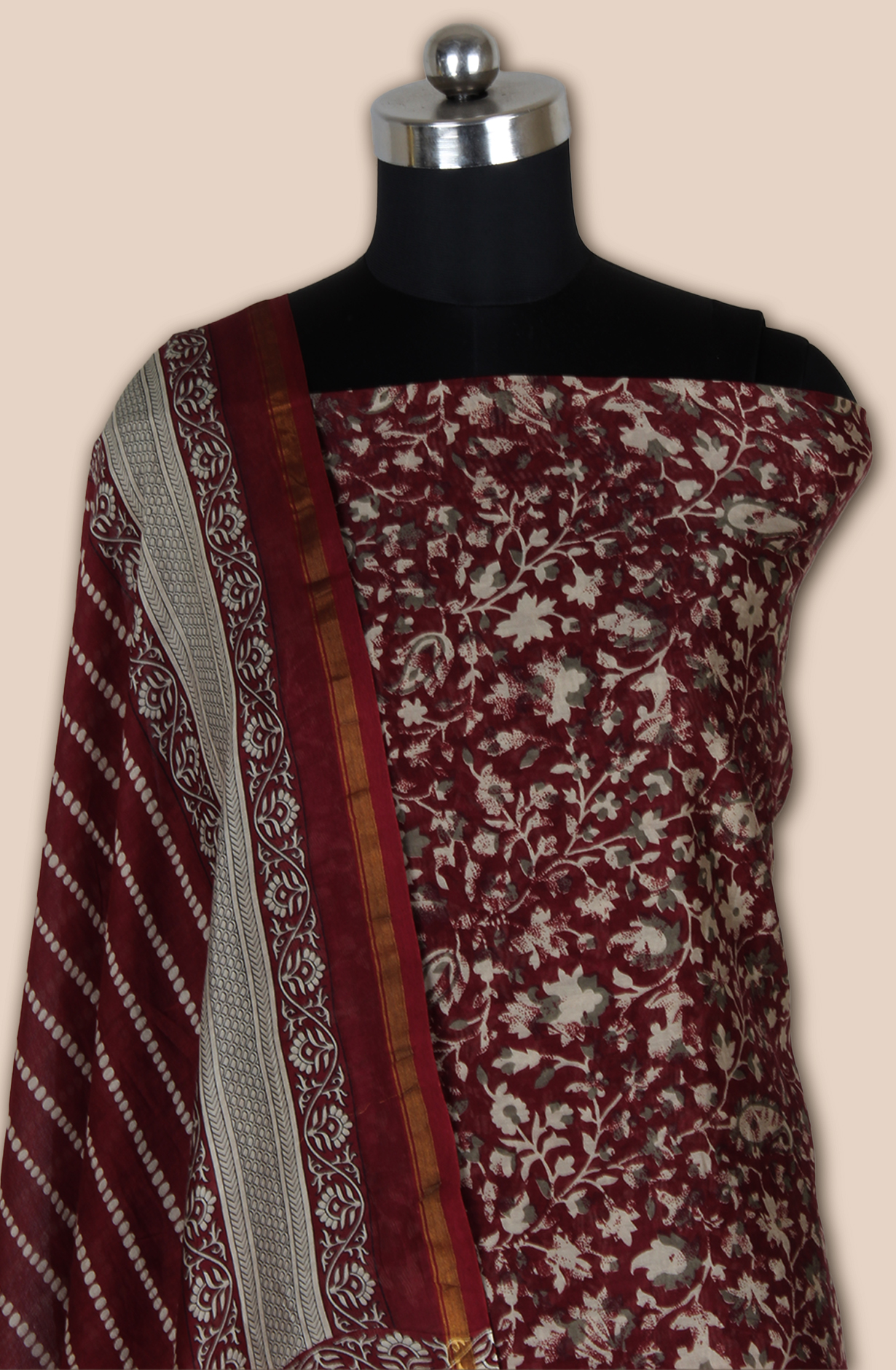 Wine Chanderi Digital Printed Unstitched Salwar Suit - S151445-1496B