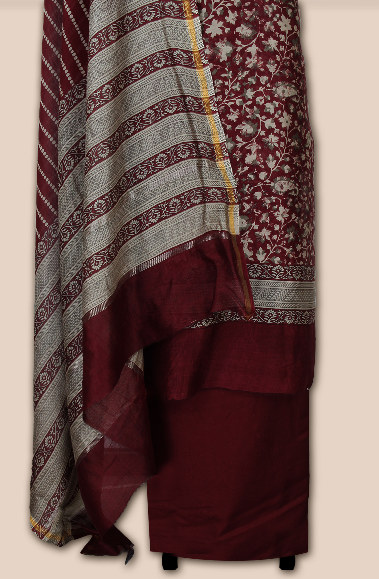 Wine Chanderi Digital Printed Unstitched Salwar Suit - S151445-1496B