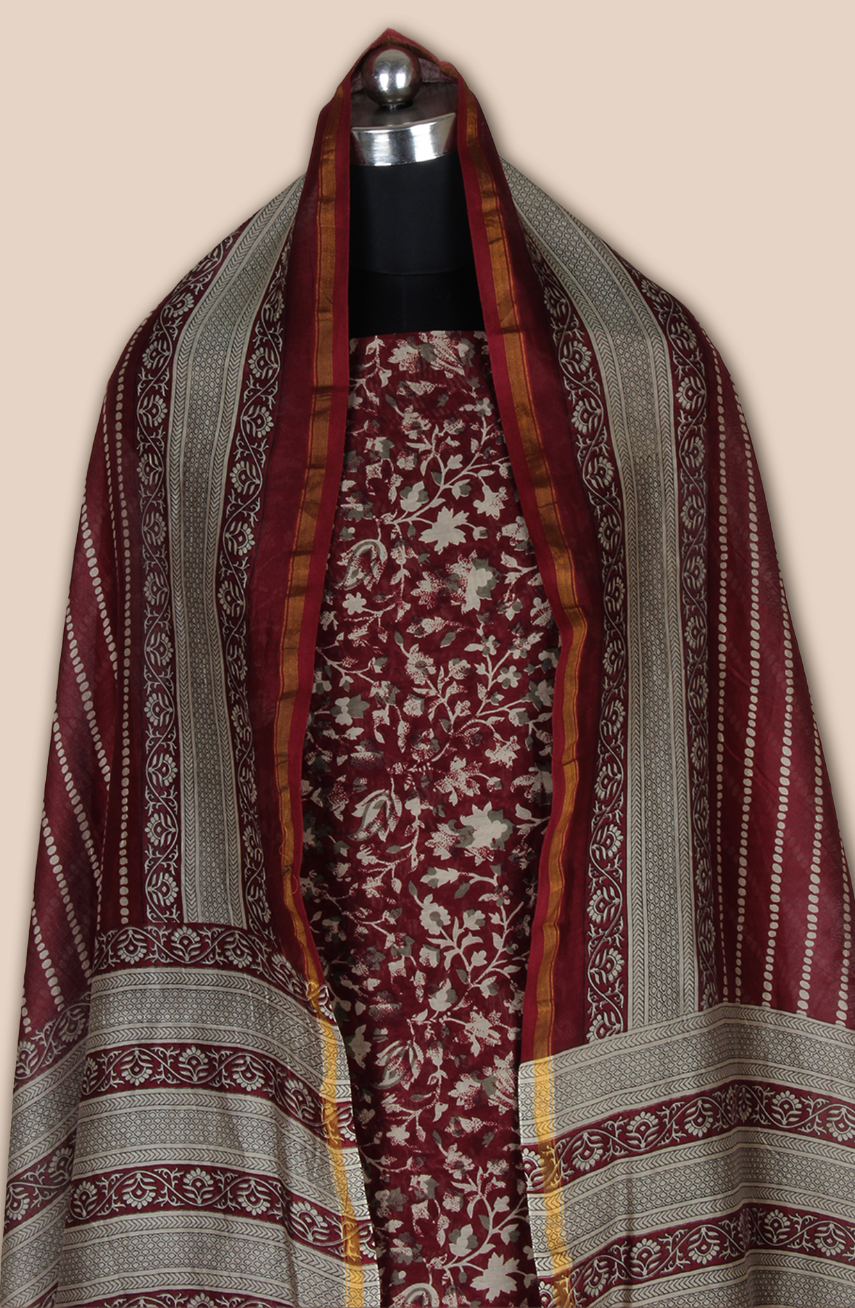 Wine Chanderi Digital Printed Unstitched Salwar Suit - S151445-1496B