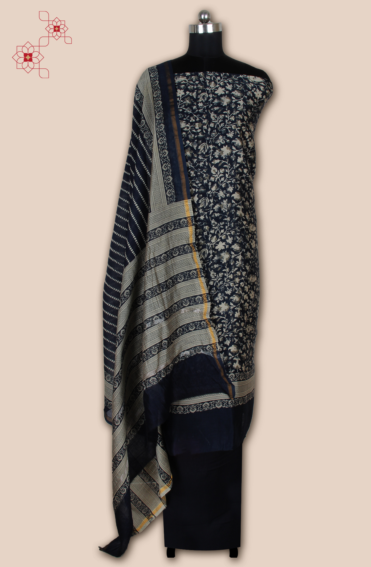 Blue Chanderi Digital Printed Unstitched Salwar Suit - S151445-1496D