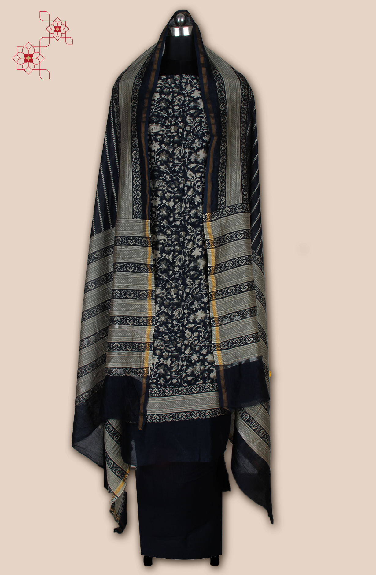 Blue Chanderi Digital Printed Unstitched Salwar Suit - S151445-1496D