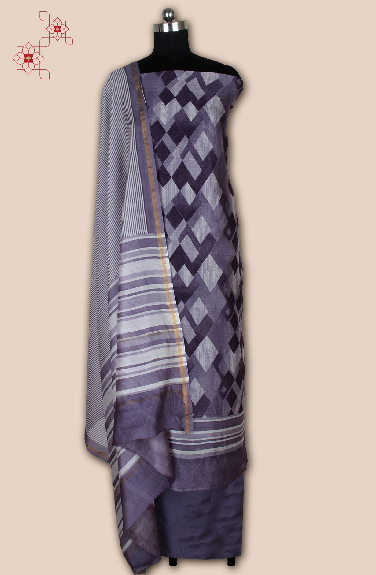 Purple Chanderi Digital Printed Unstitched Salwar Suit - S151445-1505A