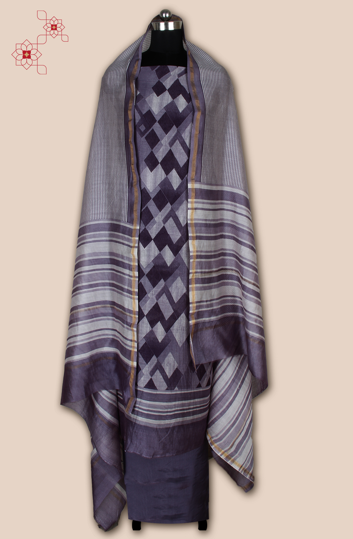 Purple Chanderi Digital Printed Unstitched Salwar Suit - S151445-1505A