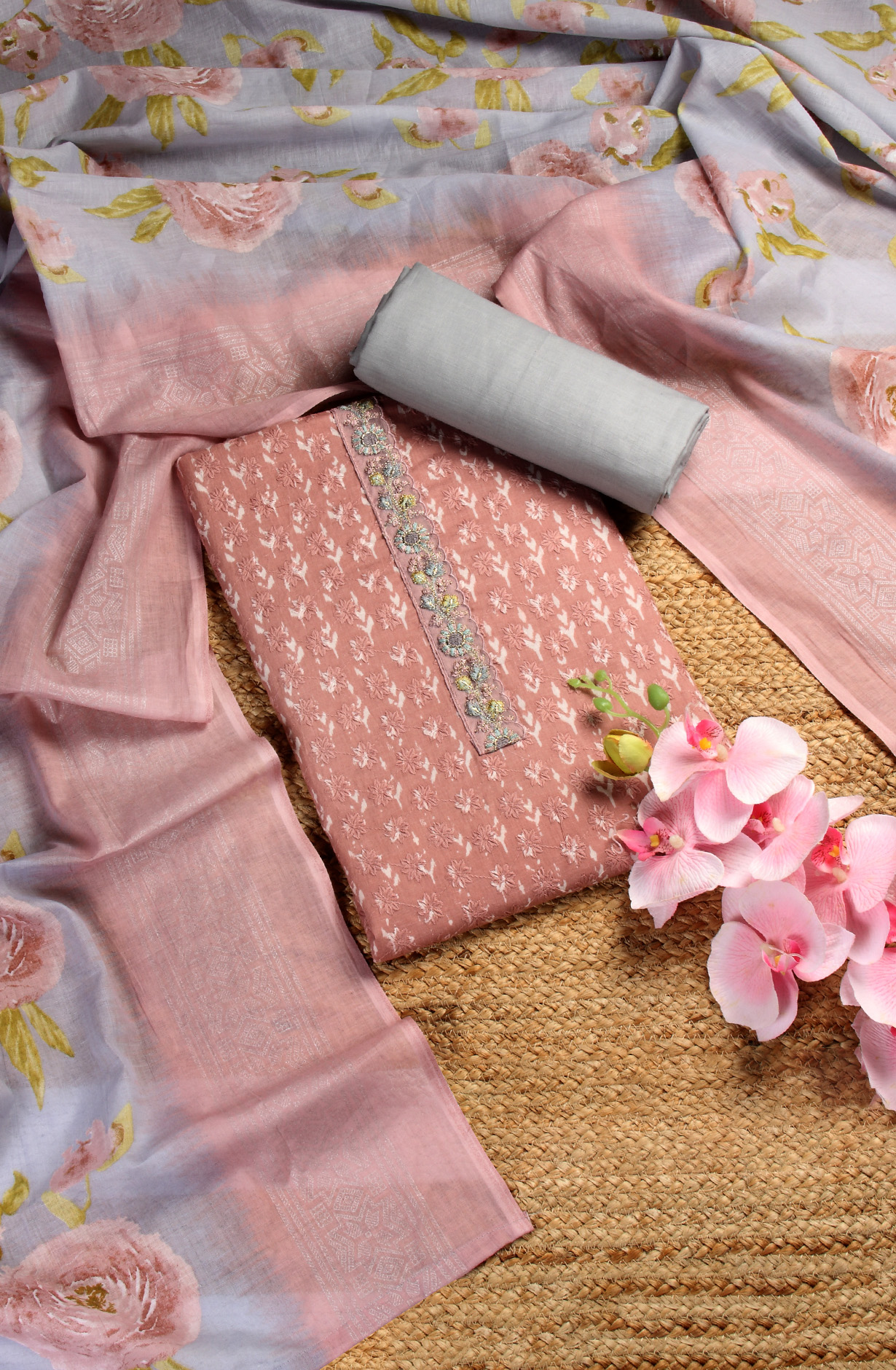 Mauve Cotton Printed Unstitched Salwar Suit - S23RSAN4384B