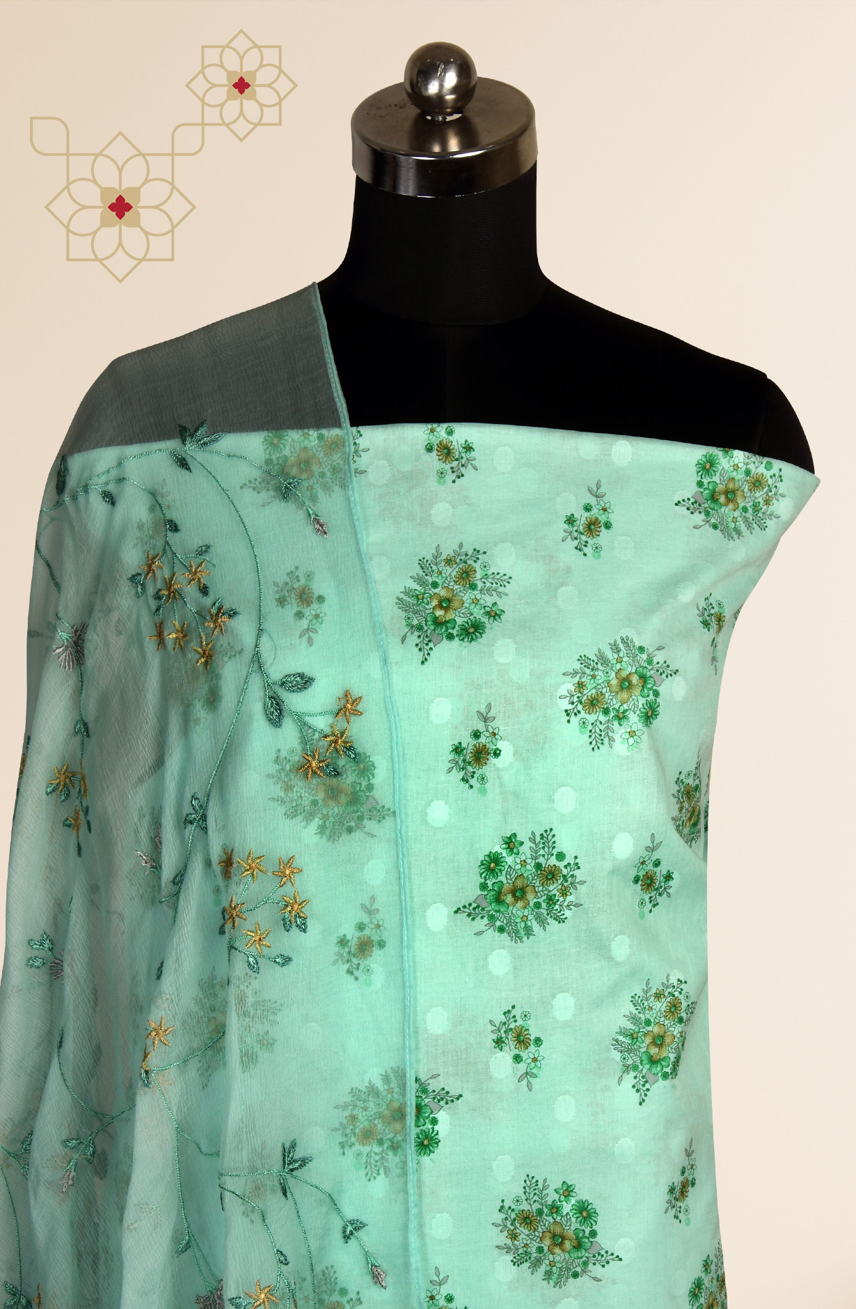 Sea Green Cotton Digital Printed Salwar Suit with Chiffon Dupatta - SAGPIM35C