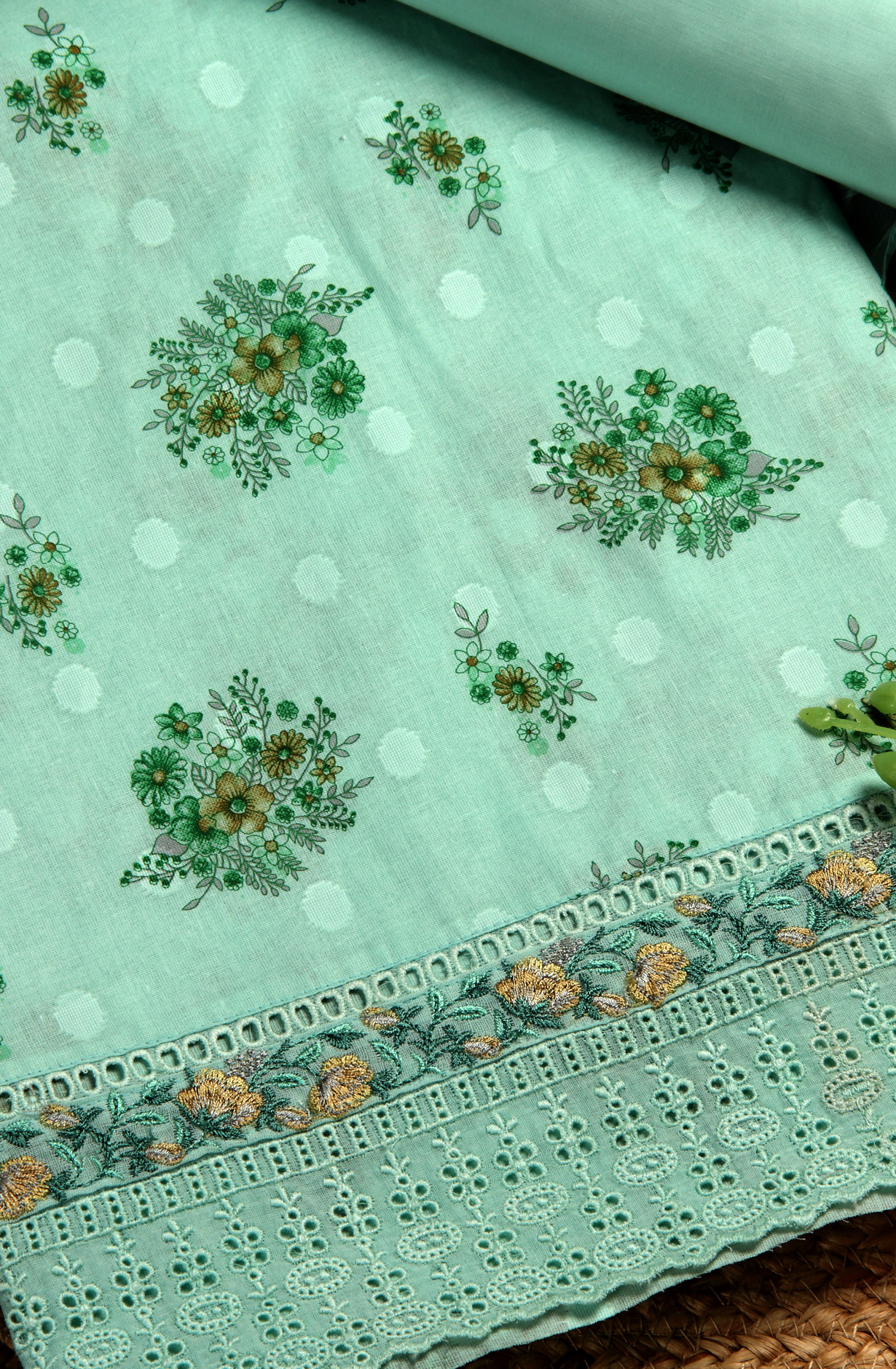 Sea Green Cotton Digital Printed Salwar Suit with Chiffon Dupatta - SAGPIM35C