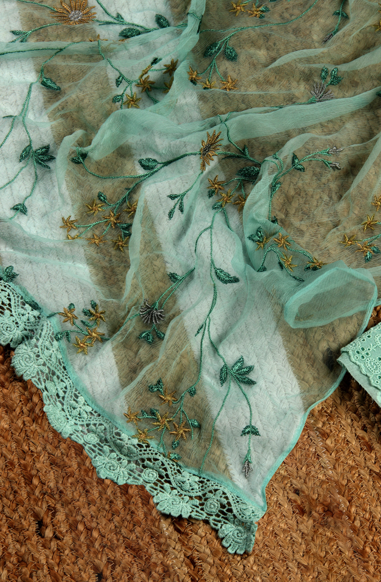 Sea Green Cotton Digital Printed Salwar Suit with Chiffon Dupatta - SAGPIM35C