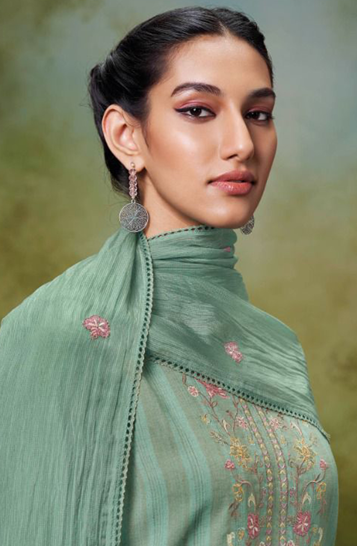 Cotton Jacquard Suit Set with Pure Chiffon Dupatta - SAHC1890