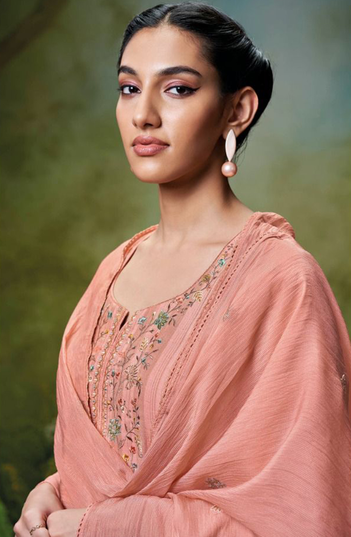 Cotton Jacquard Suit Set with Pure Chiffon Dupatta - SAHC1891