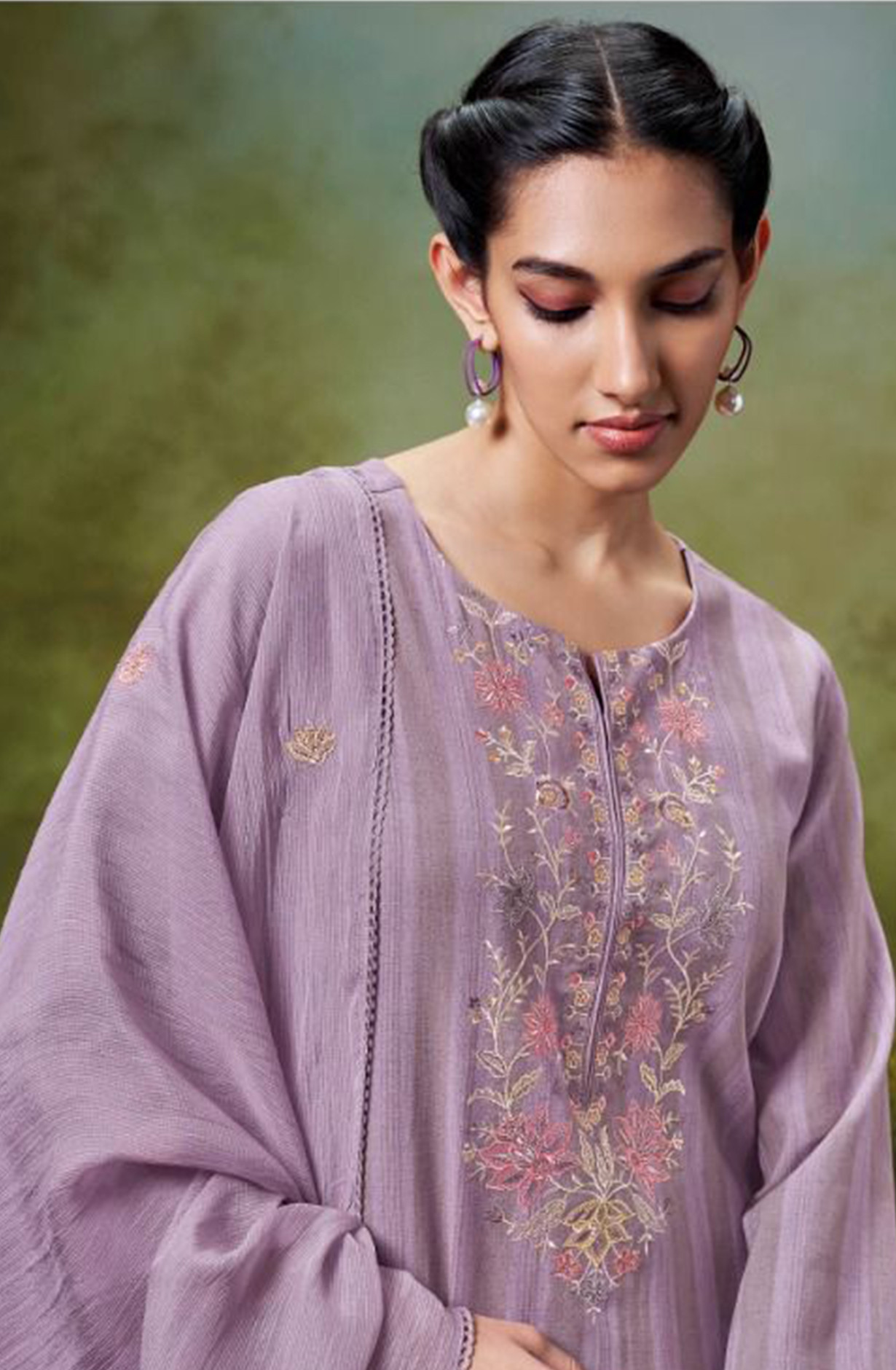 Cotton Jacquard Suit Set with Pure Chiffon Dupatta - SAHC1893