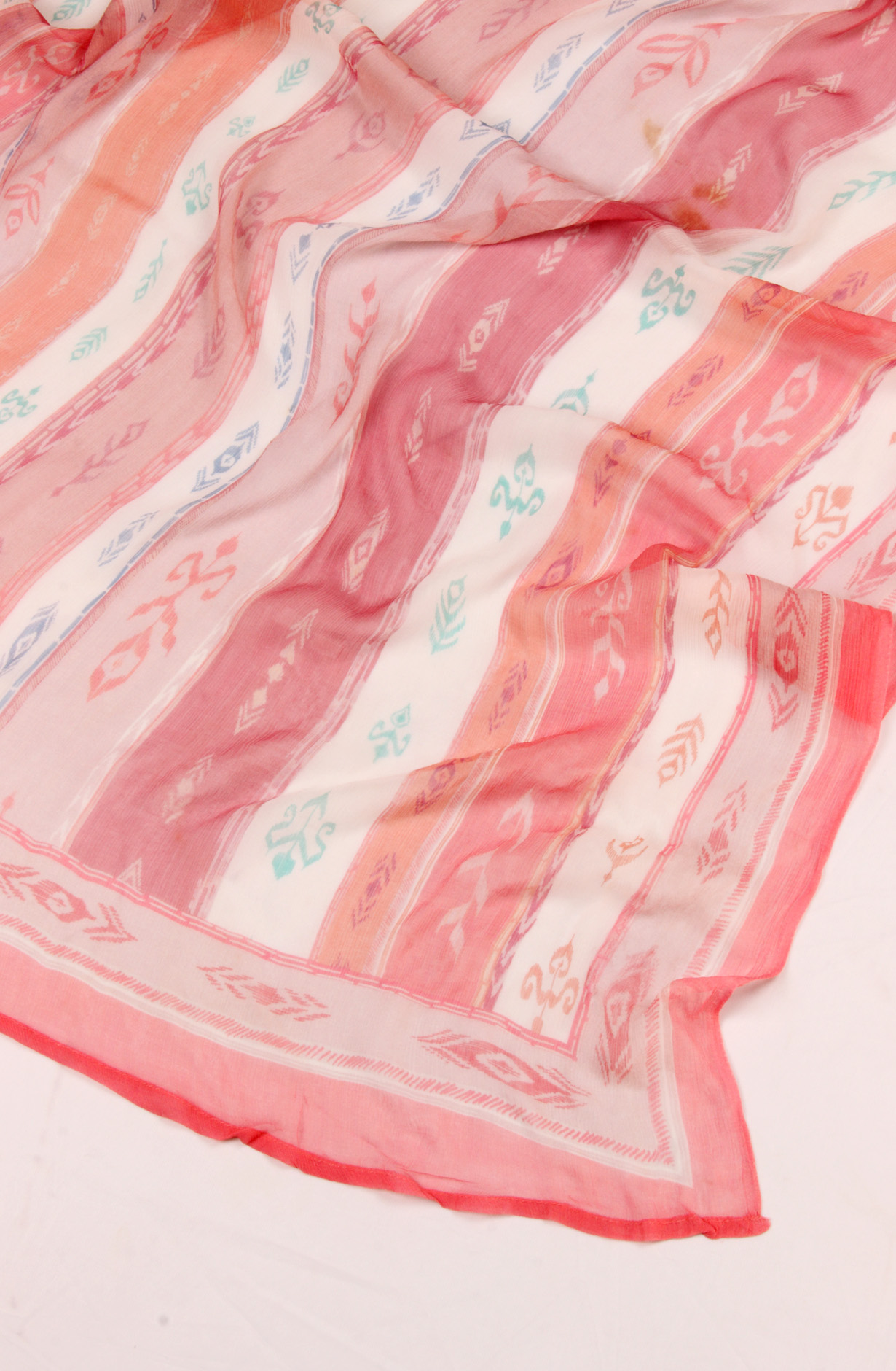 Cream Cotton Unstitched Salwar Suit with Chiffon Dupatta - SAM1531C