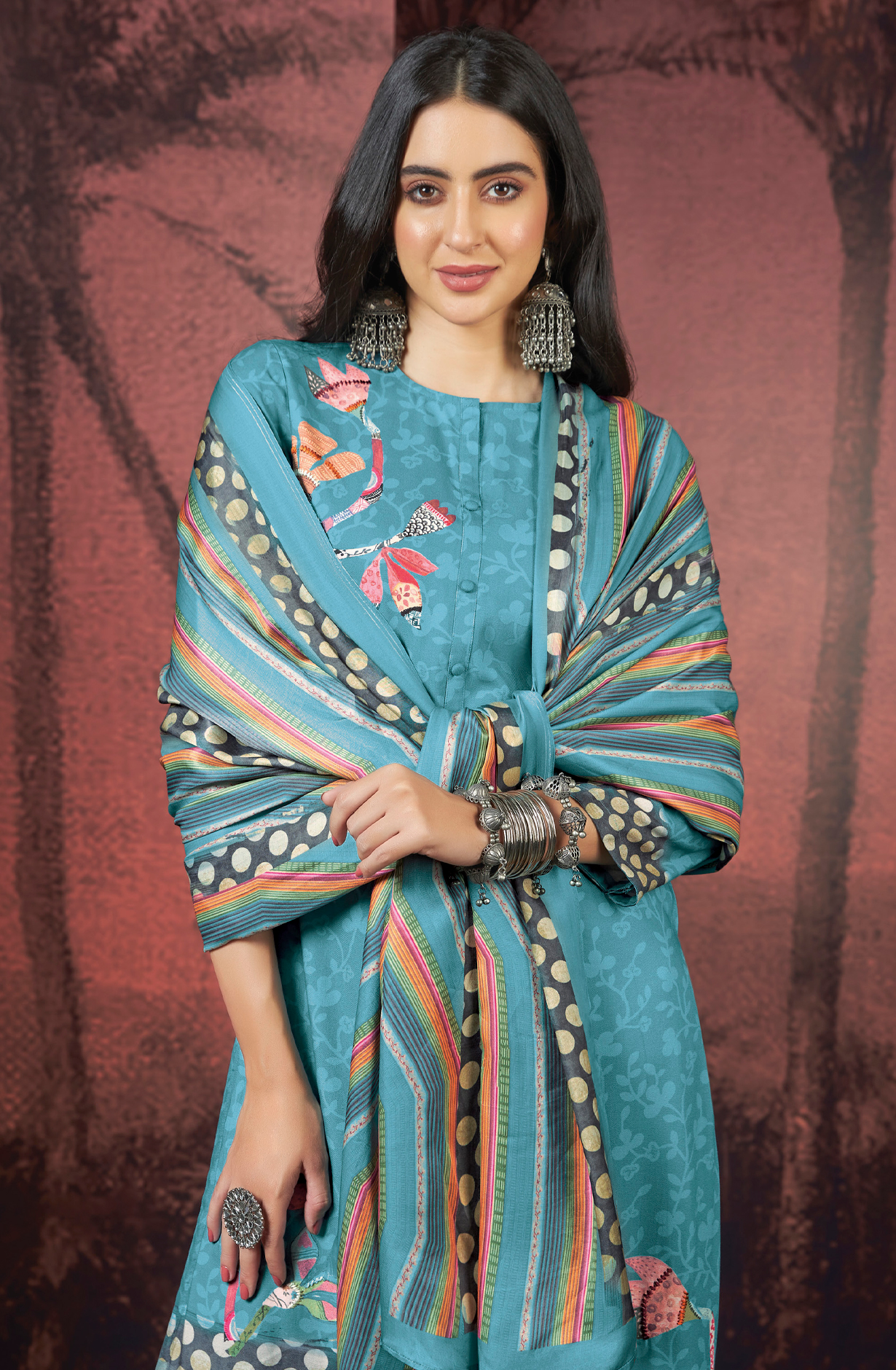 Firozi Pashmina Digital Printed Winter Wear Salwar Kameez - SAM4266