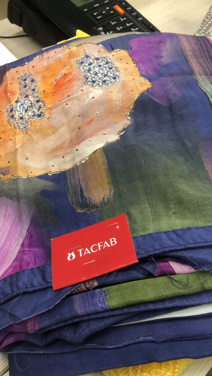 Indigo Blue Chinon Digital Printed Suit-sets with Chiffon Dupatta - SAM55216D