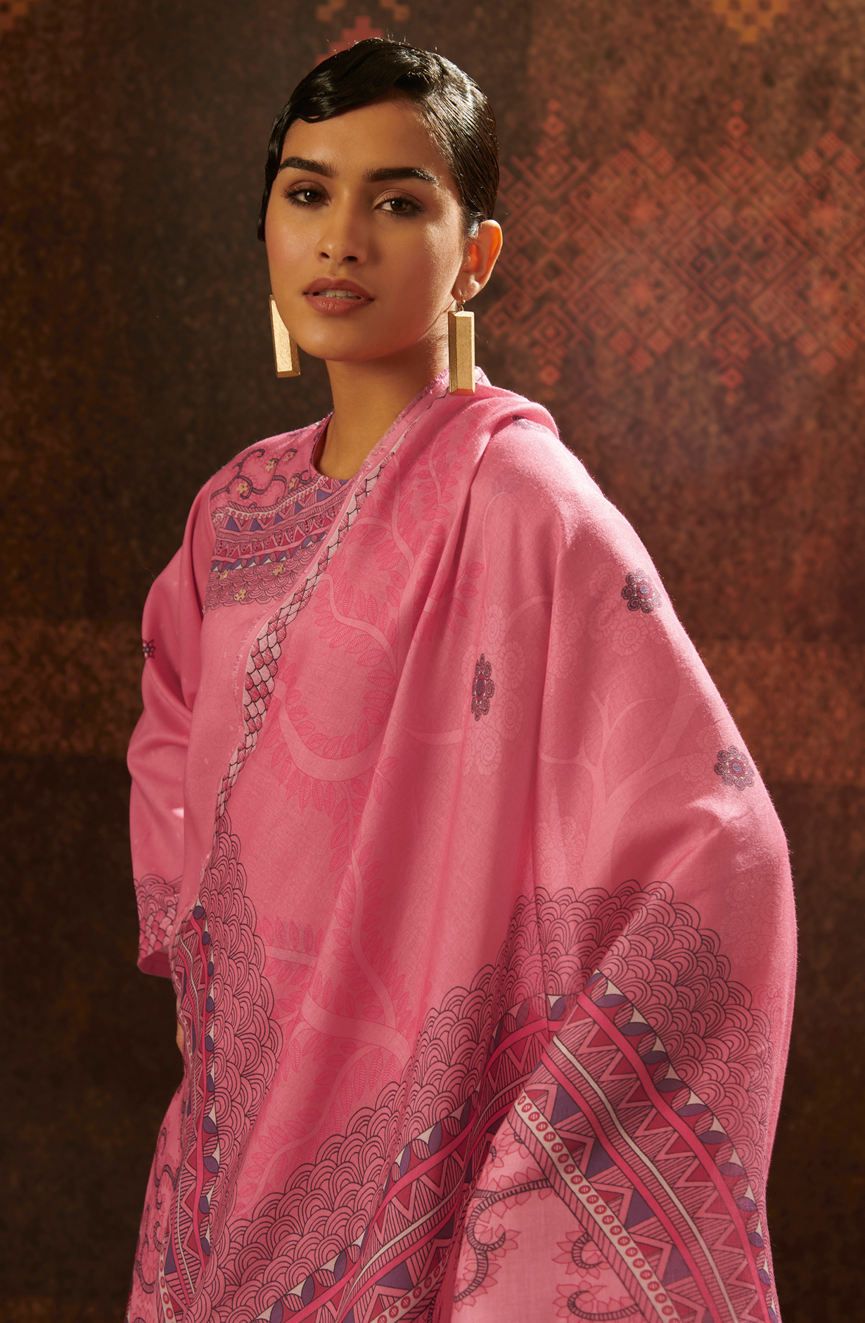 Pink Pashmina Unstitched Salwar Kameez - SAN123