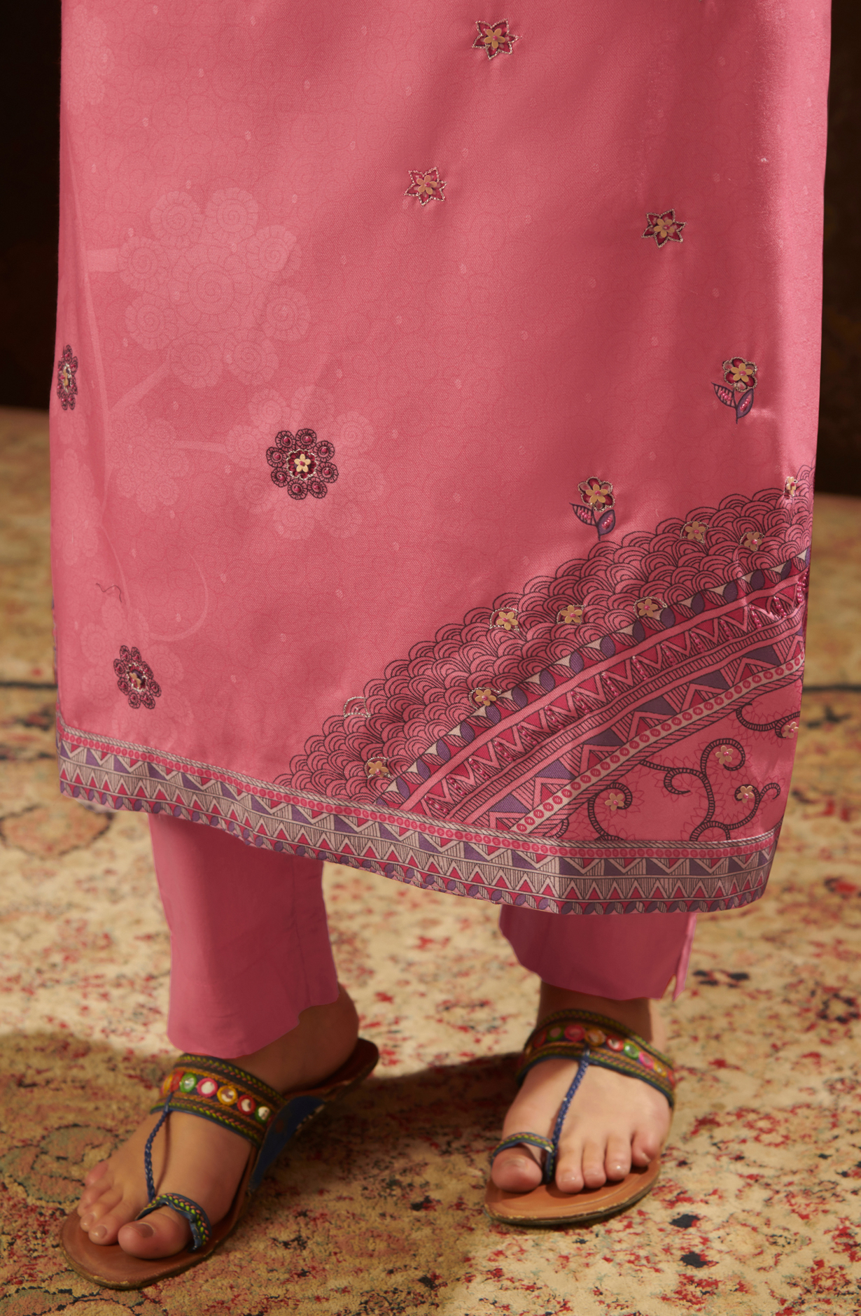 Pink Pashmina Unstitched Salwar Kameez - SAN123