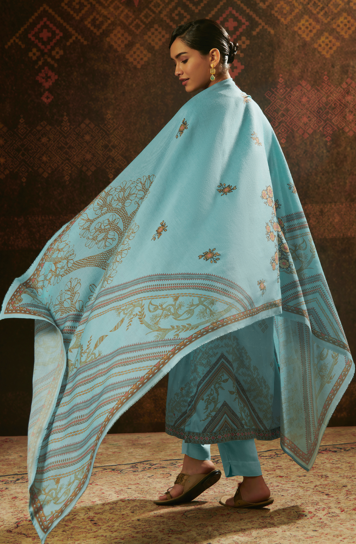 Firozi Pashmina Unstitched Salwar Kameez - SAN172