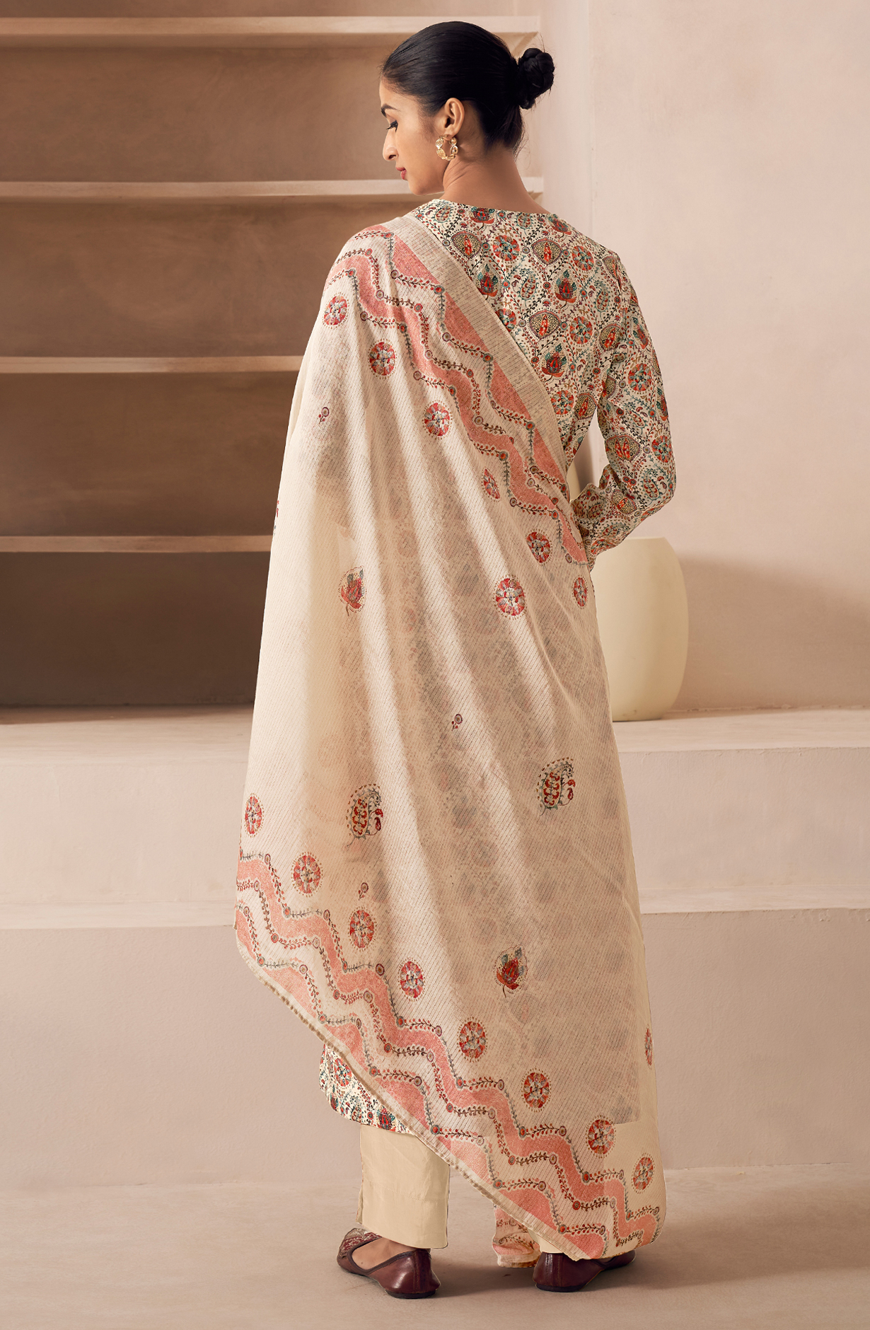 Beige Cotton Unstitched Digital Printed Salwar Kameez - SAN324A