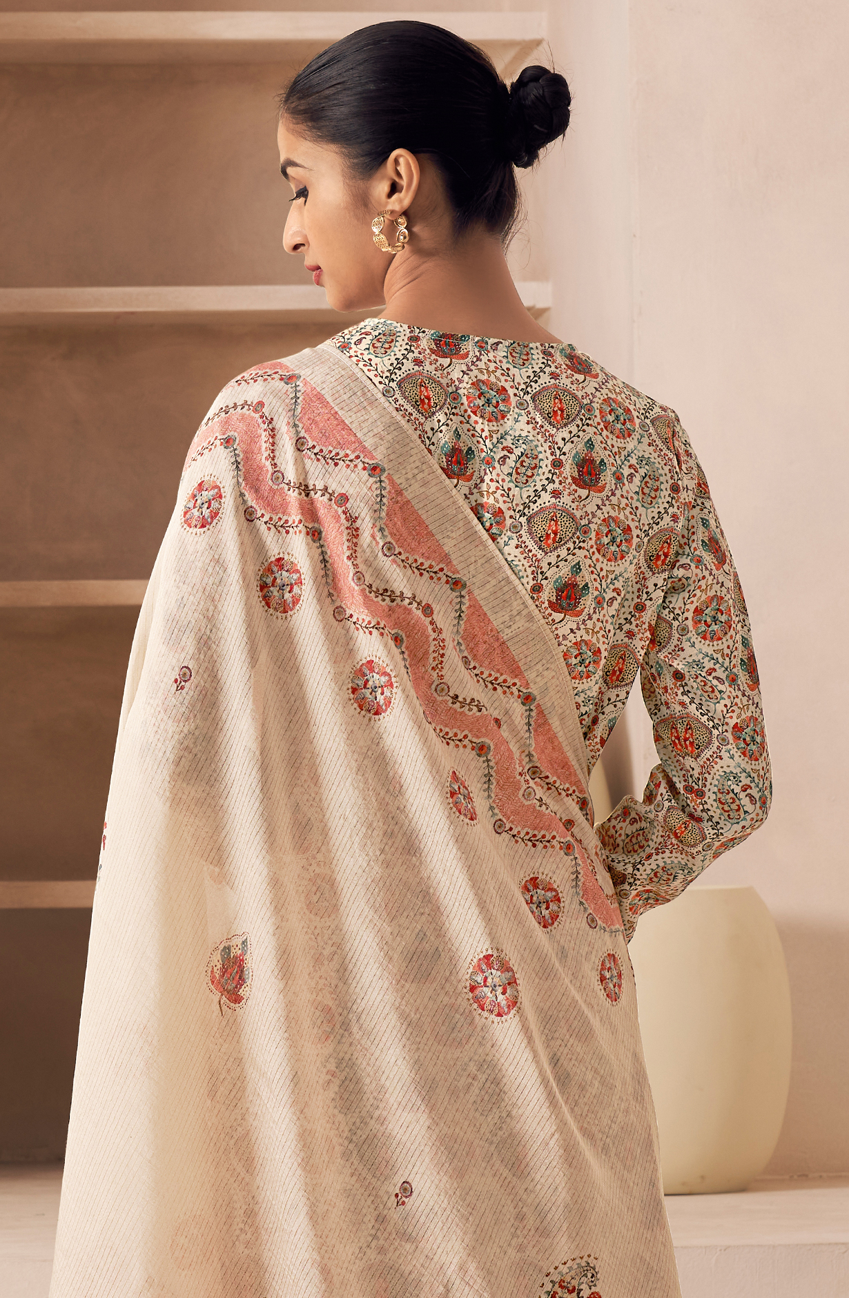 Beige Cotton Unstitched Digital Printed Salwar Kameez - SAN324A