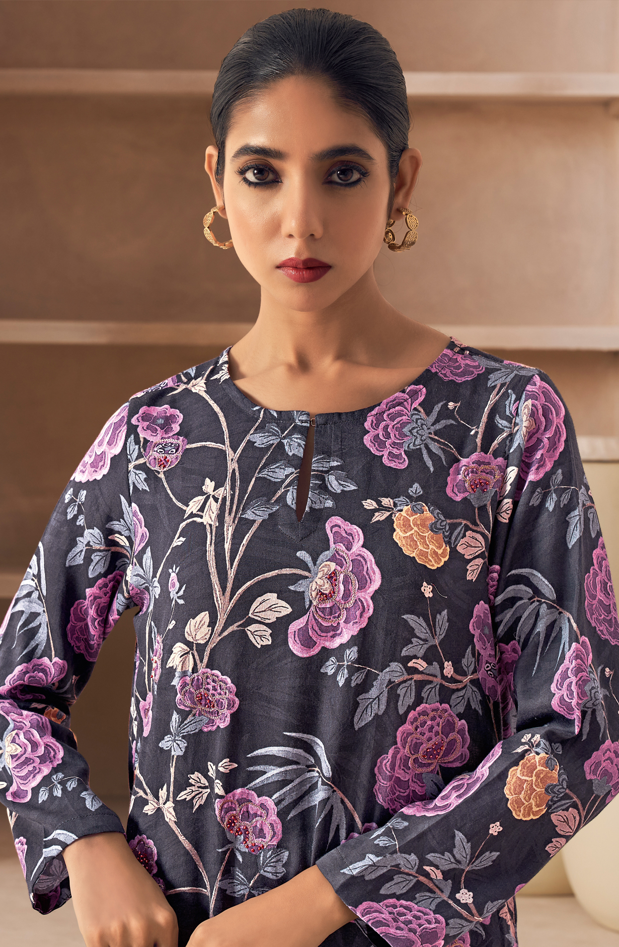 Black Cotton Unstitched Digital Printed Salwar Kameez - SAN566A